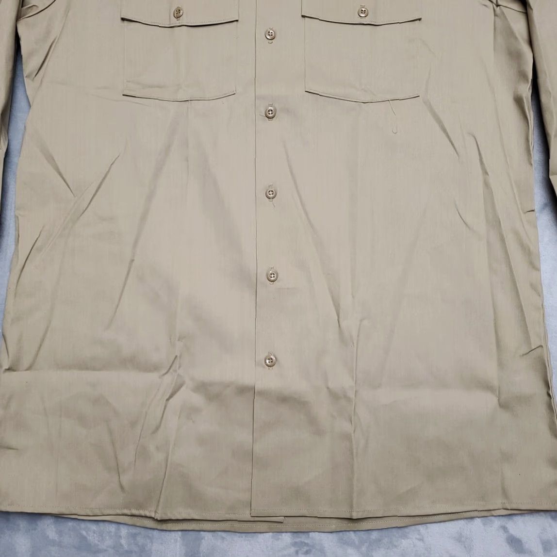 Dickies VINTAGE Dickies Shirt Mens L Beige Khaki Woven Long Sleeve Button-Up 16.5 Made in USA Workwear Casual/Outdoor Men's Shirts Size US L / EU 52-54 / 3 - 2 Thumbnail