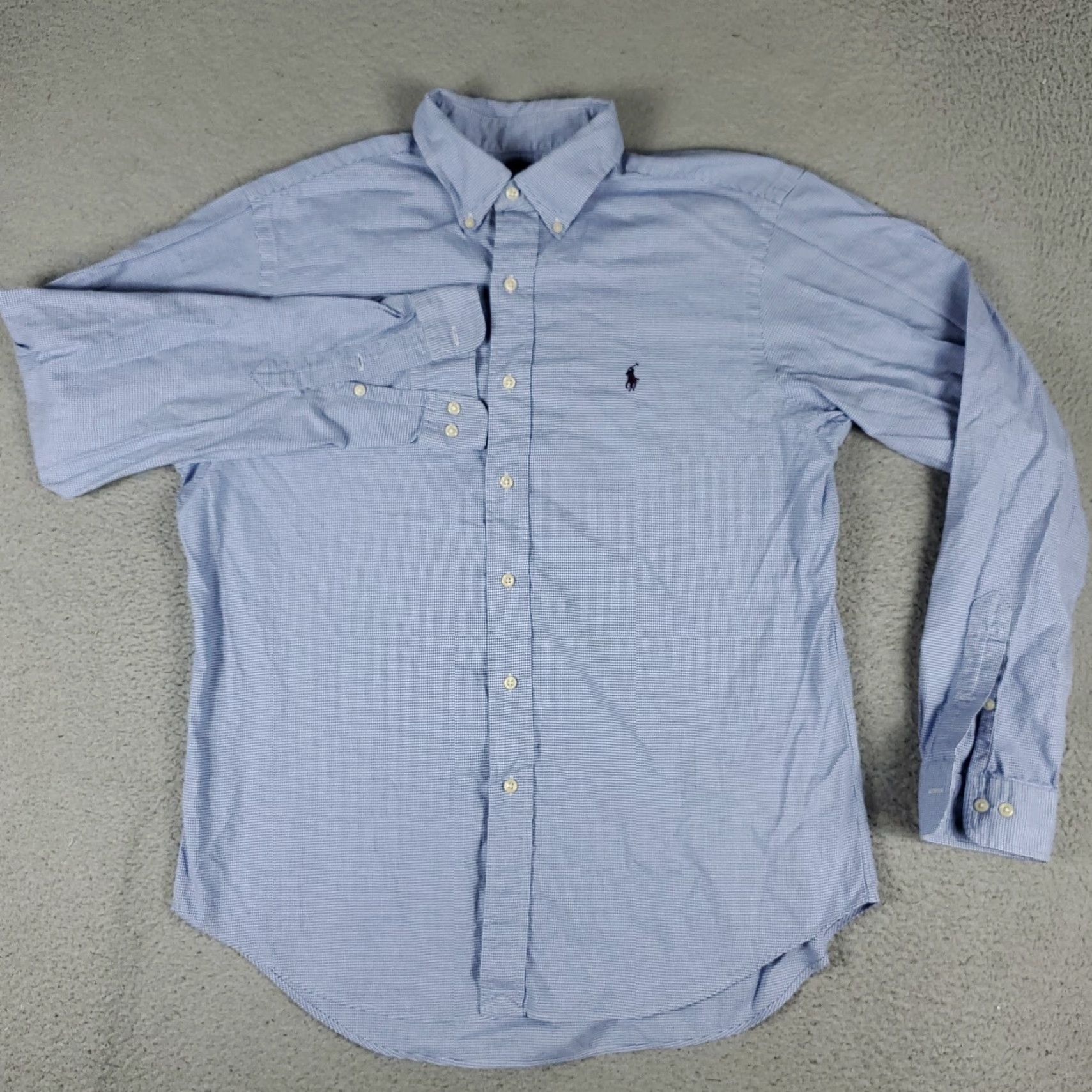 Ralph Lauren Ralph Lauren Dress Shirt Mens Size 16 Blue Check Long Sleeve Button Up Collared Regular Fit Size 42R - 3 Thumbnail
