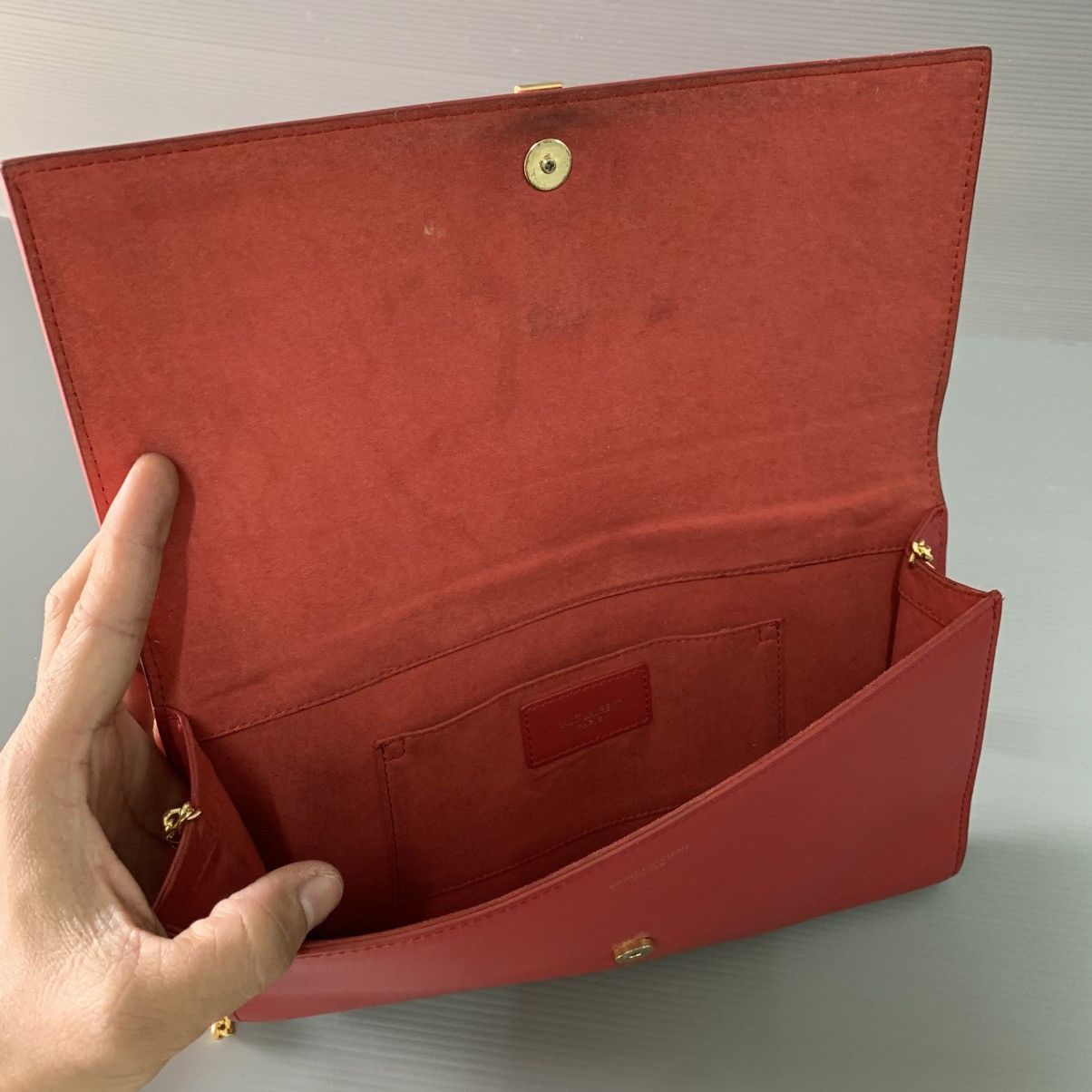 Saint Laurent Paris Saint Laurent Red Leather Dinner Bag Size ONE SIZE - 10 Thumbnail