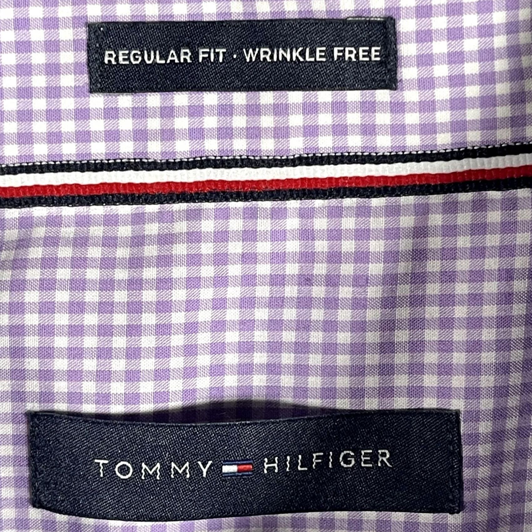 Tommy Hilfiger Tommy Hilfiger Shirt Mens 2XL Purple Gingham Dress Button-Down Wrinkle Free Size 48R - 7 Thumbnail