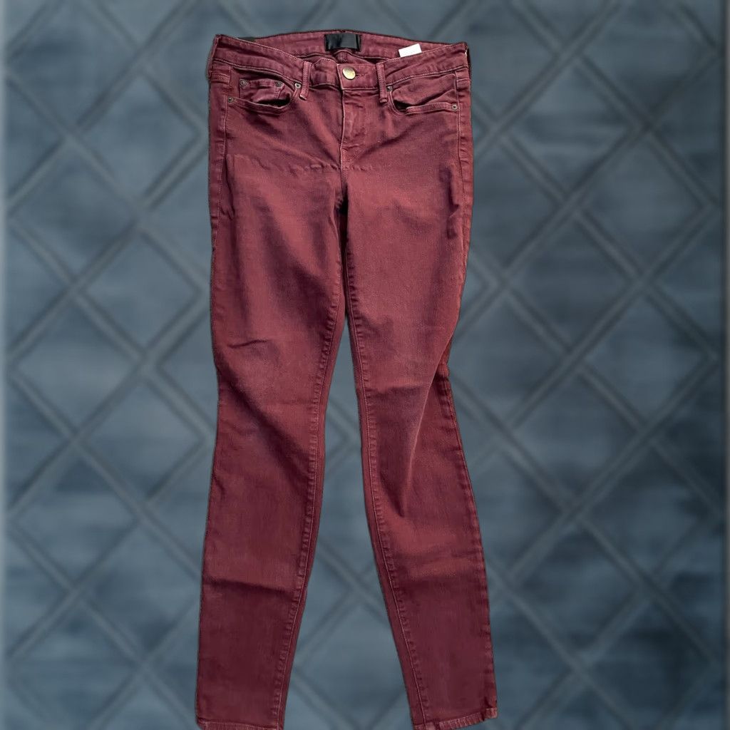 Vince Vince Jeans Skinny Womens Burgundy Wine 28 Inseam 30 Regular Stretch 5-Pocket Denim Modern Western Daylight Vintage No Size 28" / US 6 / IT 42 - 1 Thumbnail