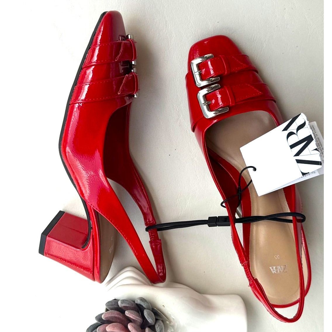 Zara ZARA Red Patent Slingbacks NWT Size US 7.5 / IT 37.5 - 7 Thumbnail