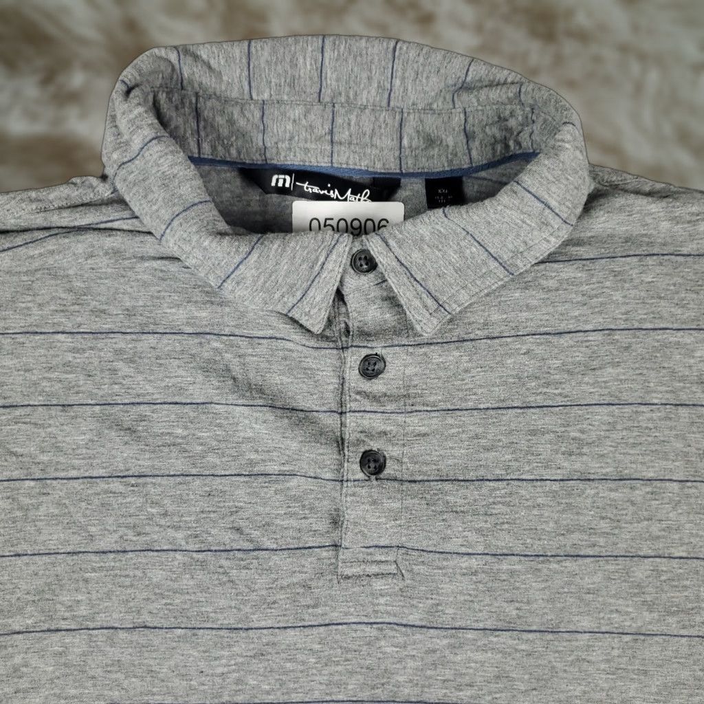 TravisMathew Travis Mathew Polo Shirt Mens 2XL Gray Striped Casual Short Sleeve Activewear Size US XXL / EU 58 / 5 - 1 Thumbnail