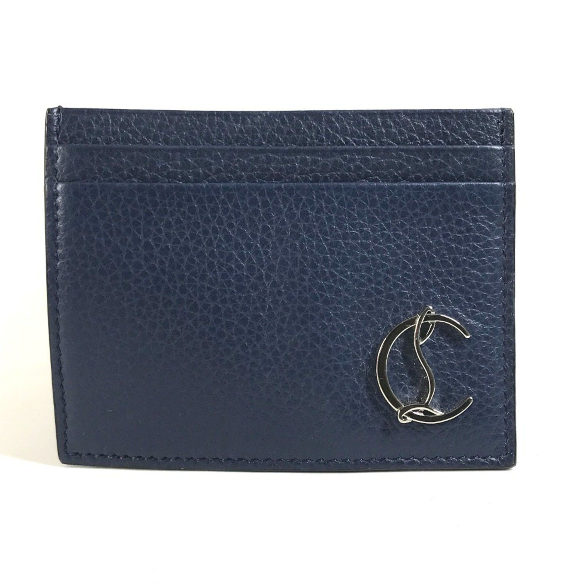 Christian Louboutin Christian Louboutin CL Business Card Holder Pass Case Holder/Card Leather Men's Navy Size ONE SIZE - 1 Thumbnail