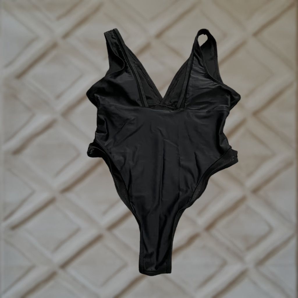 Vintage Unbranded Swimsuit Womens M Solid Black Padded One Piece Beach Body Suit Size M / US 6-8 / IT 42-44 - 1 Thumbnail