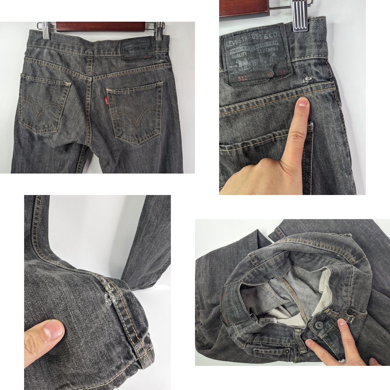 Levi's Levi's 511 Jeans Men 30x32 Gray Distressed 5-Pocket Skinny Denim Cotton Zip Size US 30 / EU 46 - 8 Thumbnail