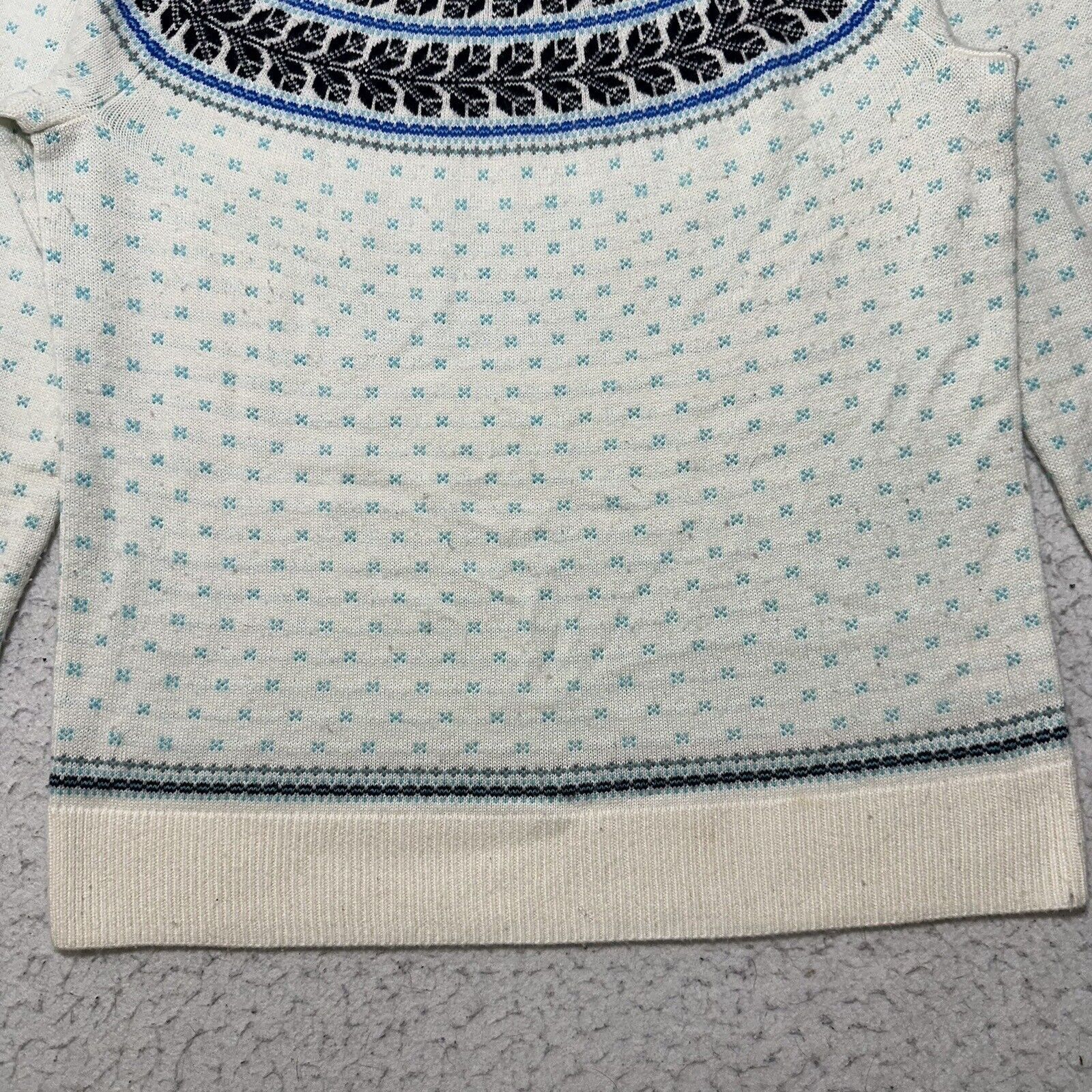 Other Talbots Large Fair Isle Lambs Wool Sweater White Blue Size L / US 10 / IT 46 - 3 Thumbnail