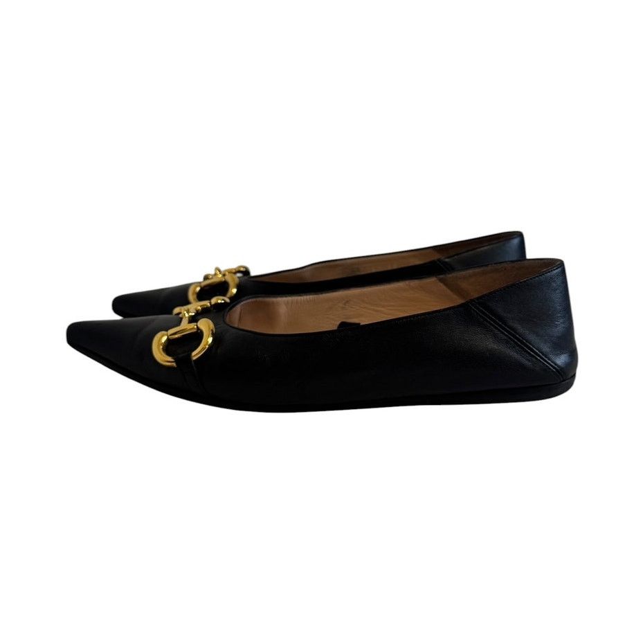 Gucci Gucci Deva Horsebit Chain Ballet Flats Black Leather Size 38 Size US 7.5 / IT 37.5 - 5 Thumbnail