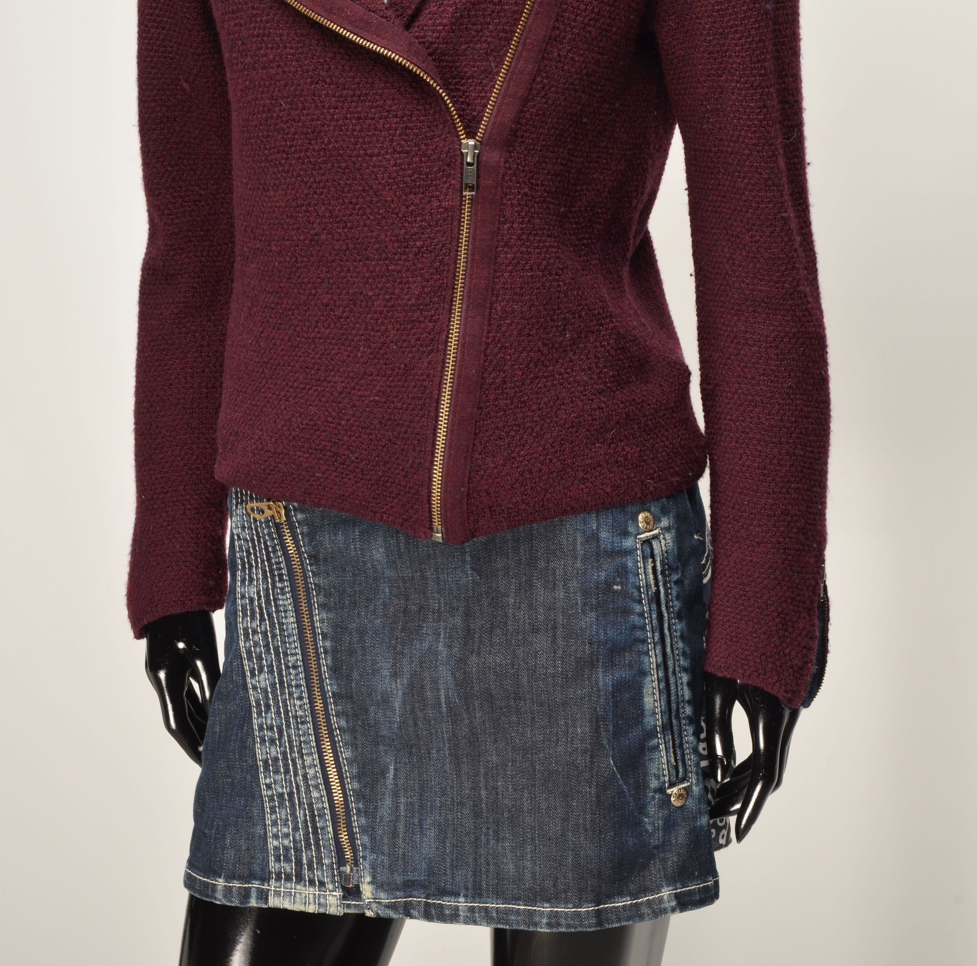Other Brora Merino Wool Knit Zipper Biker Cardigan Size M / US 6-8 / IT 42-44 - 3 Thumbnail