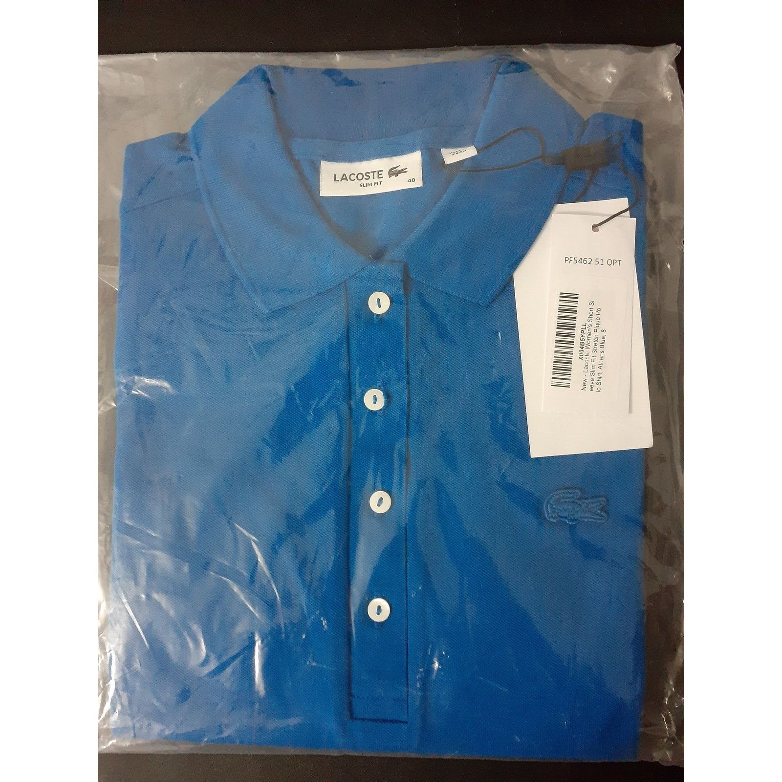 Lacoste Lacoste Women's Slim Fit Stretch Mini Pique Polo Blue 8 Size M / US 6-8 / IT 42-44 - 2 Thumbnail