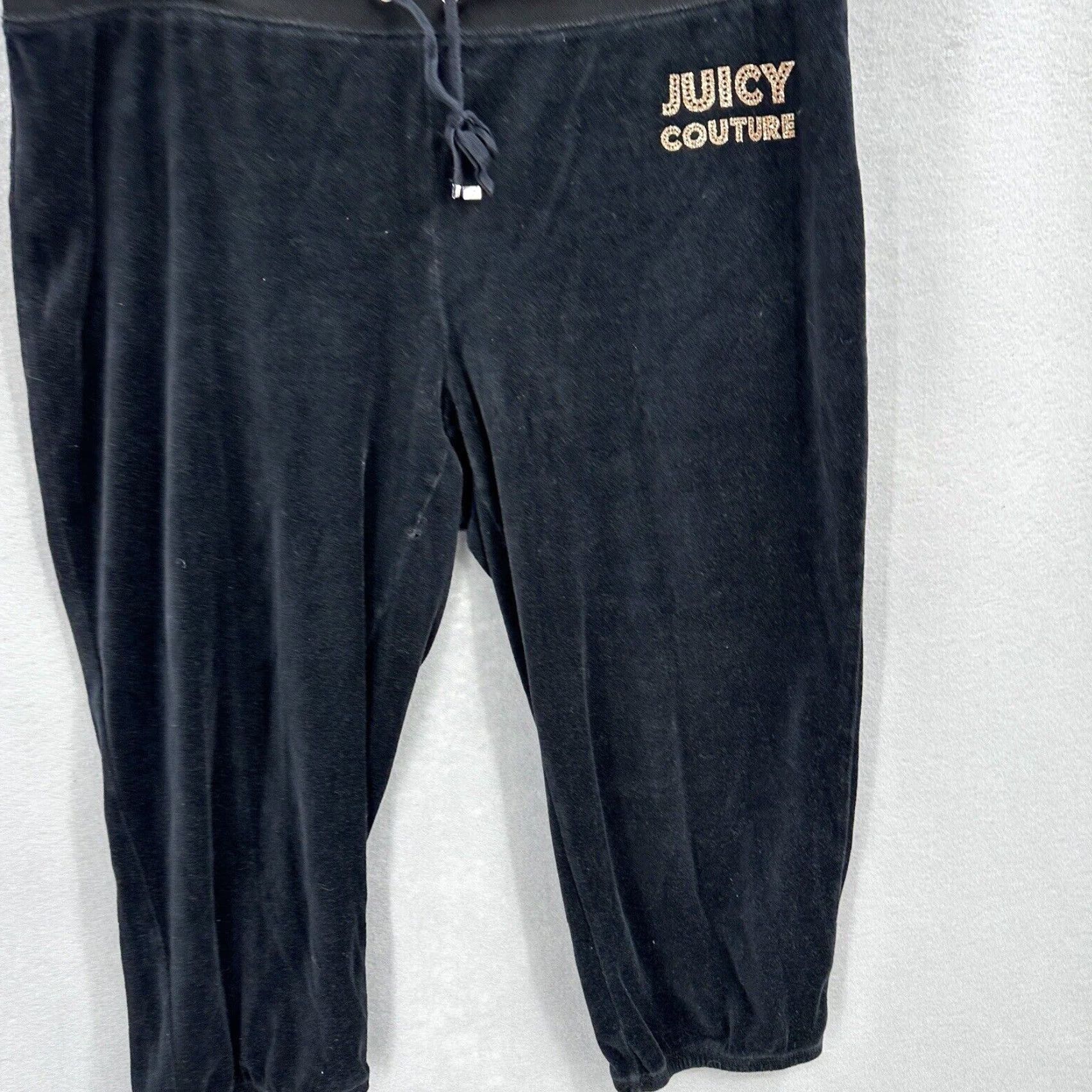 Juicy Couture VINTAGE Juicy Couture Pants Womens Large Black Velvet Glitter Tie Waist Wide-Leg 90s Bohemian Size 36" / US 14 / IT 50 - 5 Thumbnail