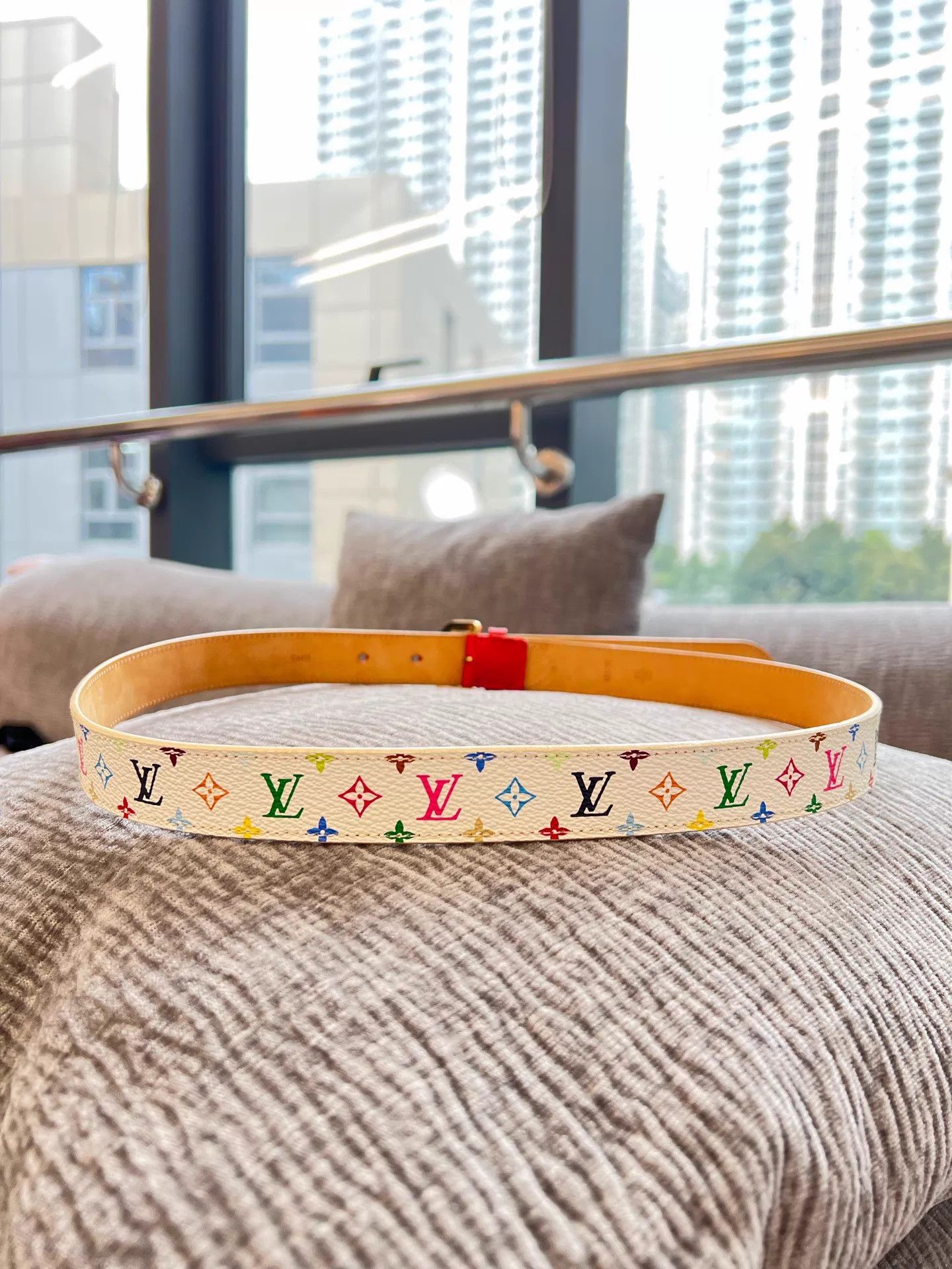 Louis Vuitton LV White Tricolor Belt 80×32 98 New Size ONE SIZE - 2 Thumbnail