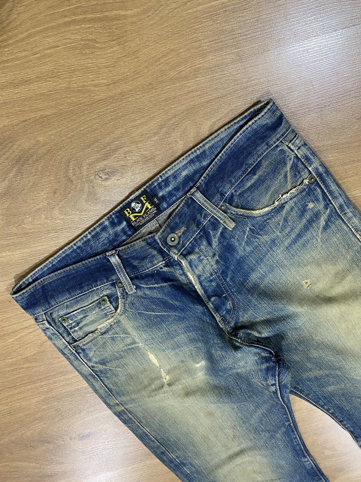 Japanese Brand Black Flame Aging Wash Selvedge Denim Made Japan Size US 30 / EU 46 - 6 Thumbnail
