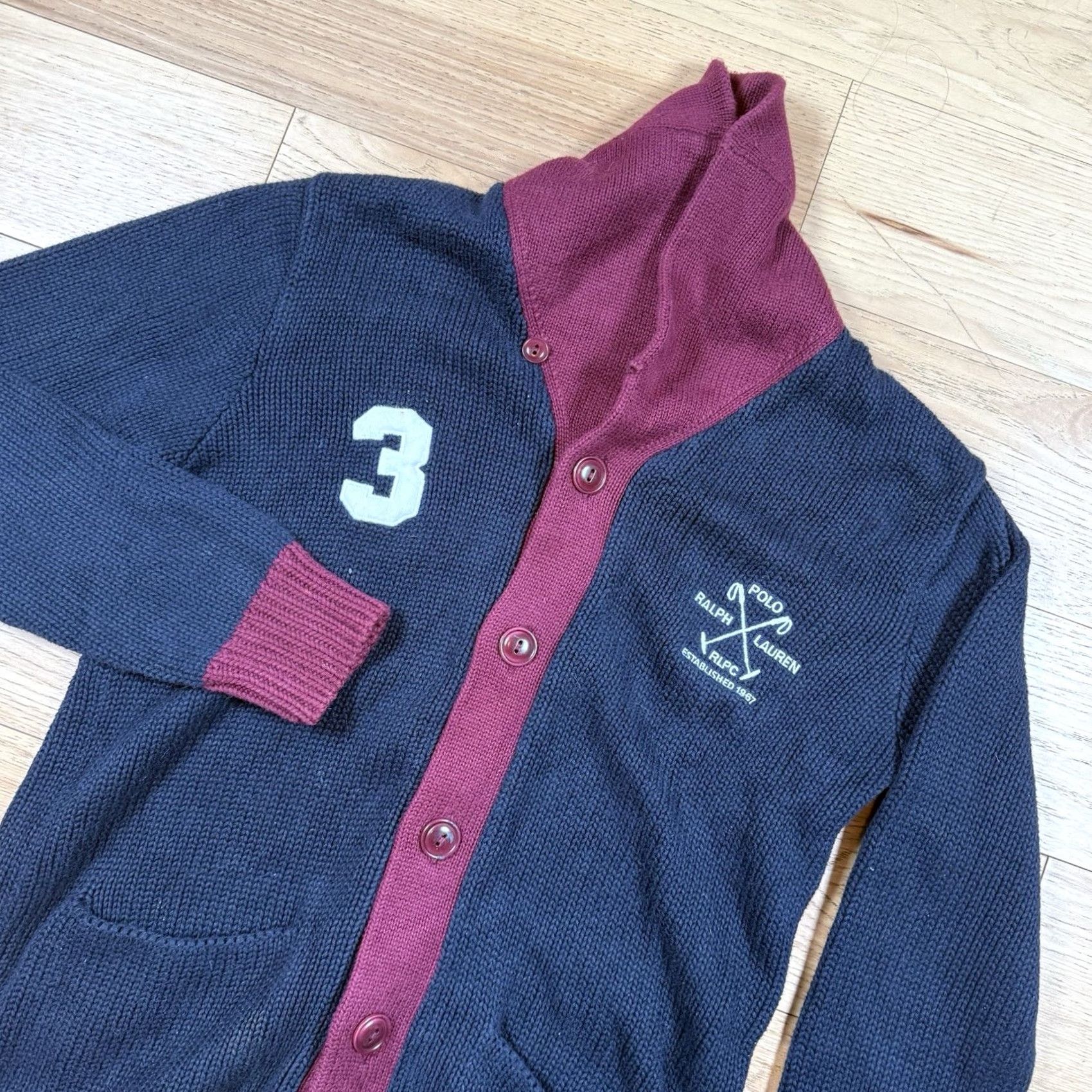 Ralph Lauren VINTAGE Ralph Lauren Cardigan Sweater Mens Large Shawl Collar Letterman #3 Red L Regular Men Mens Size US L / EU 52-54 / 3 - 2 Thumbnail