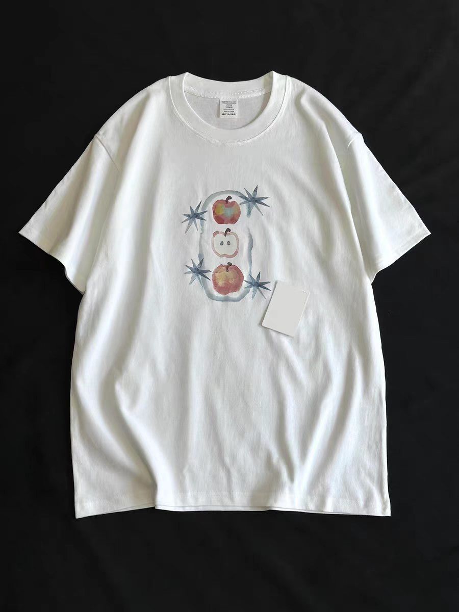 Vintage White Washed Vintage Apple Print T-Shirt Size US M / EU 48-50 / 2 - 1 Thumbnail