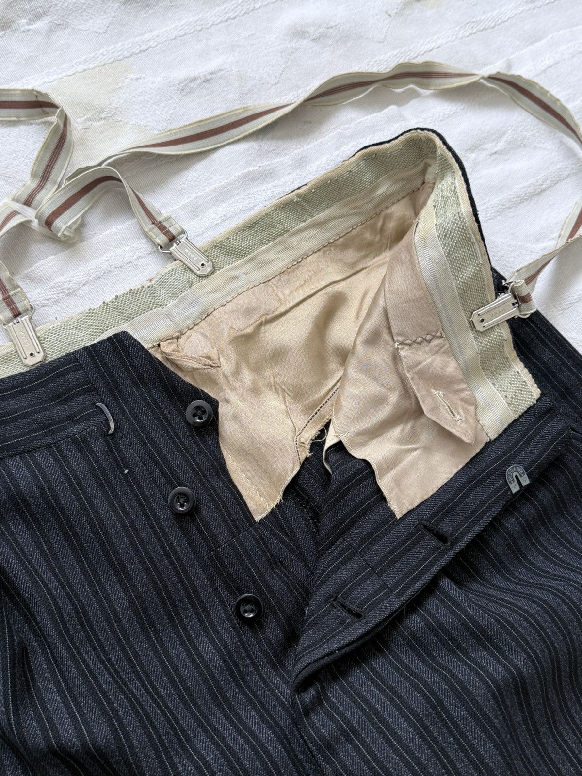 Vintage Antique 1940s European Side Buckles Trousers Pants Size US 32 / EU 48 - 5 Thumbnail