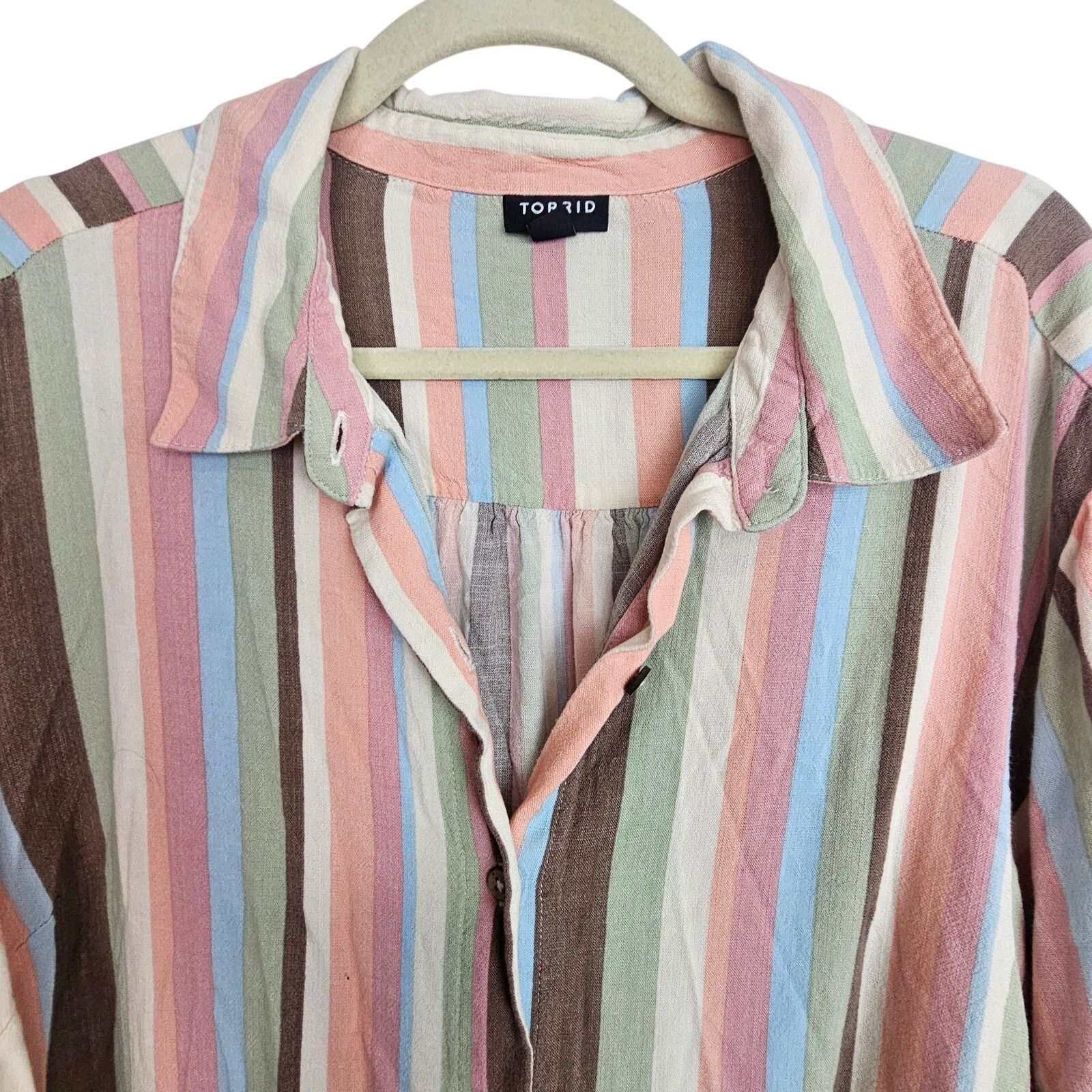Torrid Torrid Womens Striped Button Crop Top Plus Size 4X Rainbow Size 4XL / US 24-26 - 3 Thumbnail