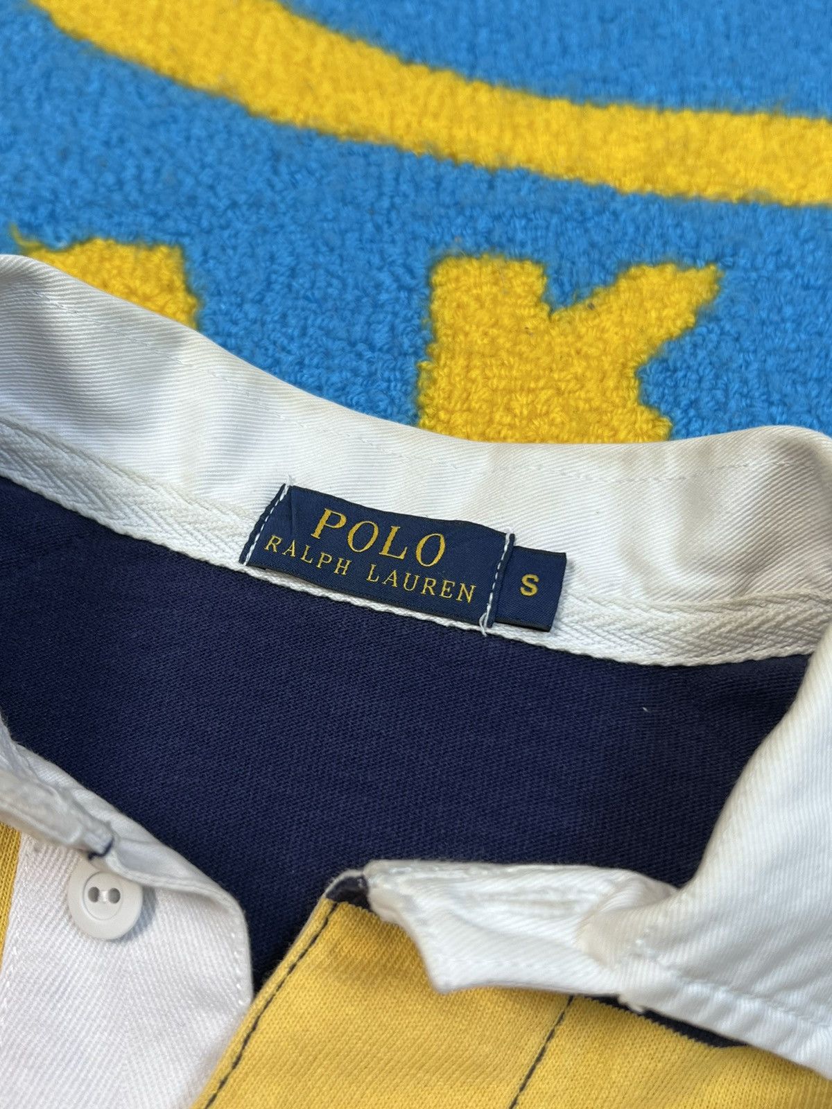 Polo Ralph Lauren × Rugby Ralph Lauren × Vintage Polo Ralph Lauren Yellow Blue Rugby Polo Long Sleeve Shirt Size US S / EU 44-46 / 1 - 12 Thumbnail
