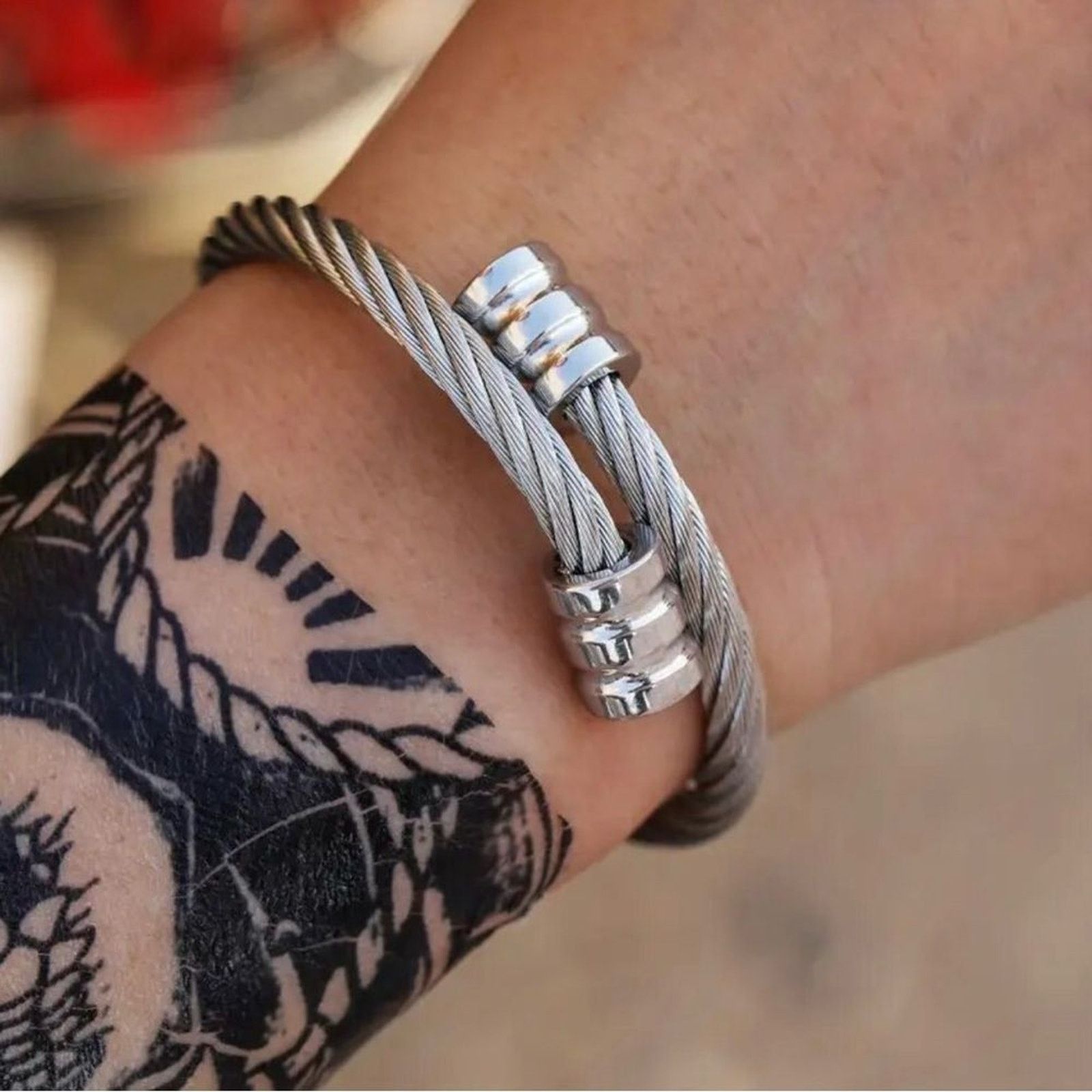 Other Titanium Steel Twist Wire Rope Winding Men’s Bracelet Size ONE SIZE - 1 Thumbnail