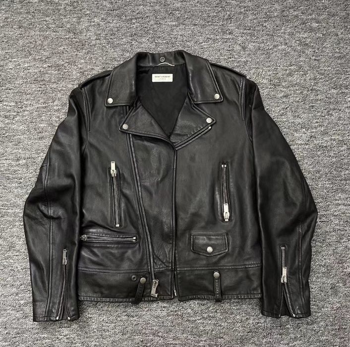 Saint laurent multi outlet zip leather jacket