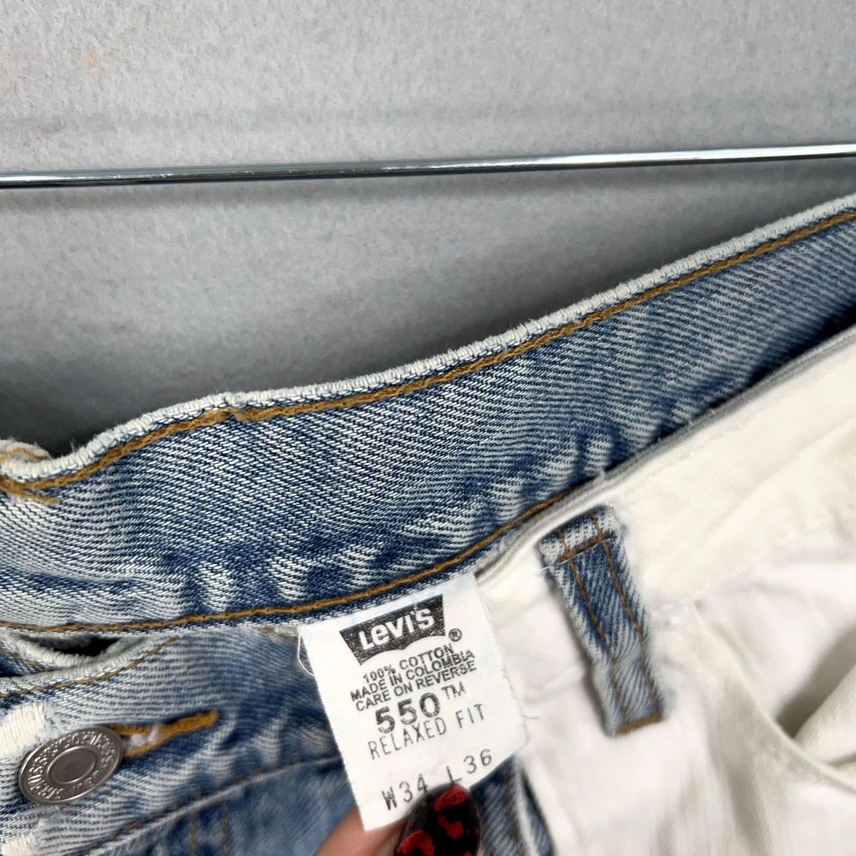 Levi's Vintage Levi'S Jeans - 34x36 - Denim Patchwork - Mid Rise - Blue - Upcycled 550 Size US 34 / EU 50 - 4 Thumbnail
