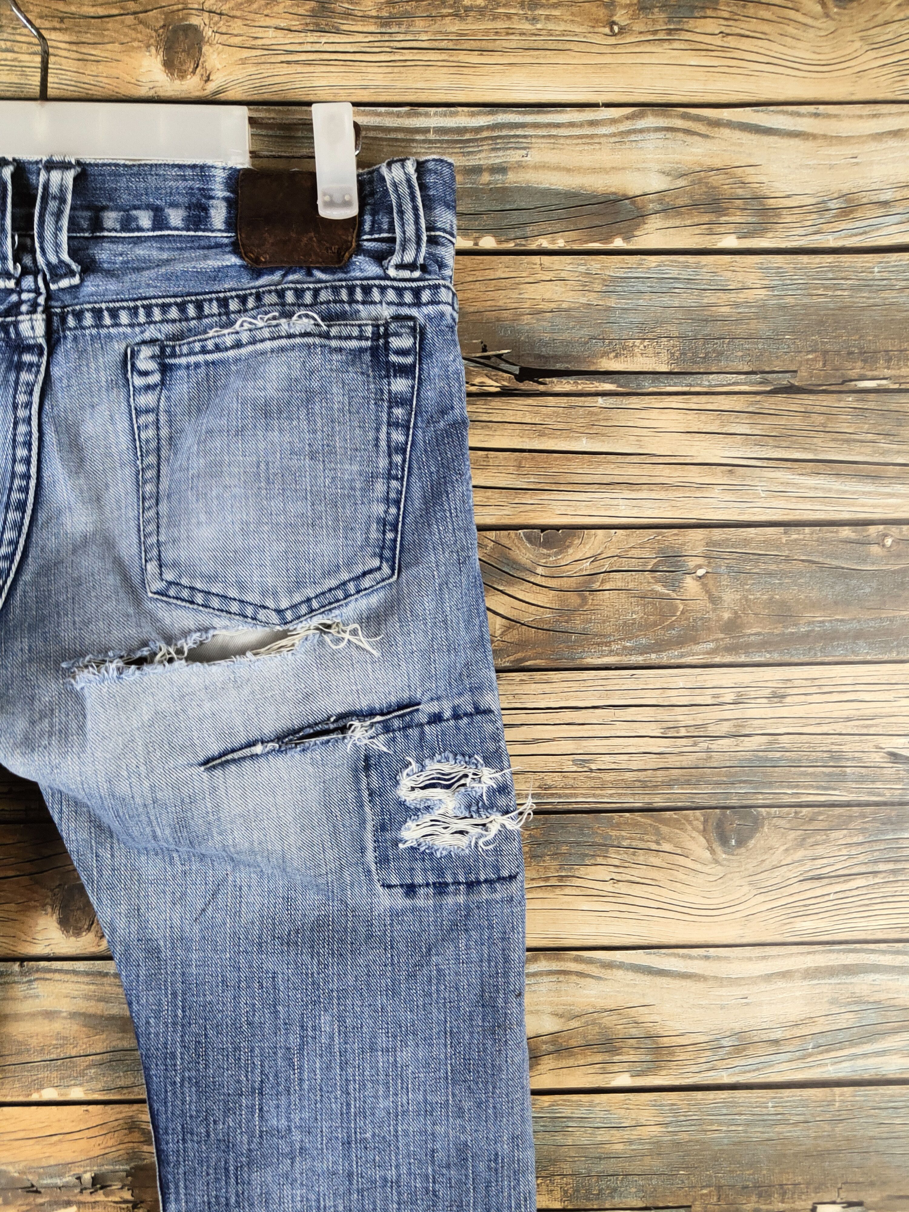 TMT d TMT Blue Distressed Ripped denim Jeans #S2911 Size 33" - 10 Thumbnail