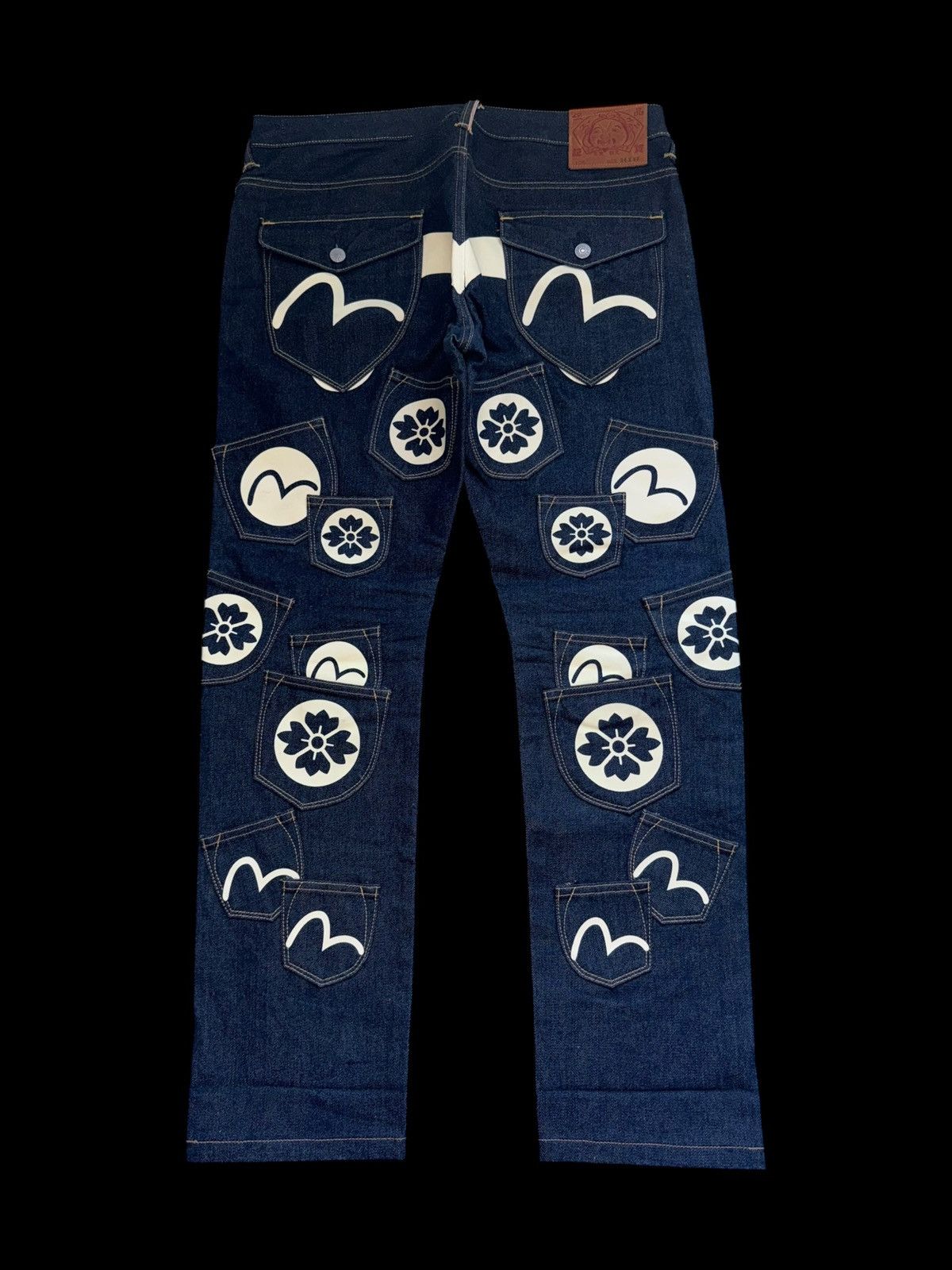 Evisu Crazy Evisu Straight Navy Selvedge Denim Jeans Multipocket Size US 34 / EU 50 - 2 Thumbnail