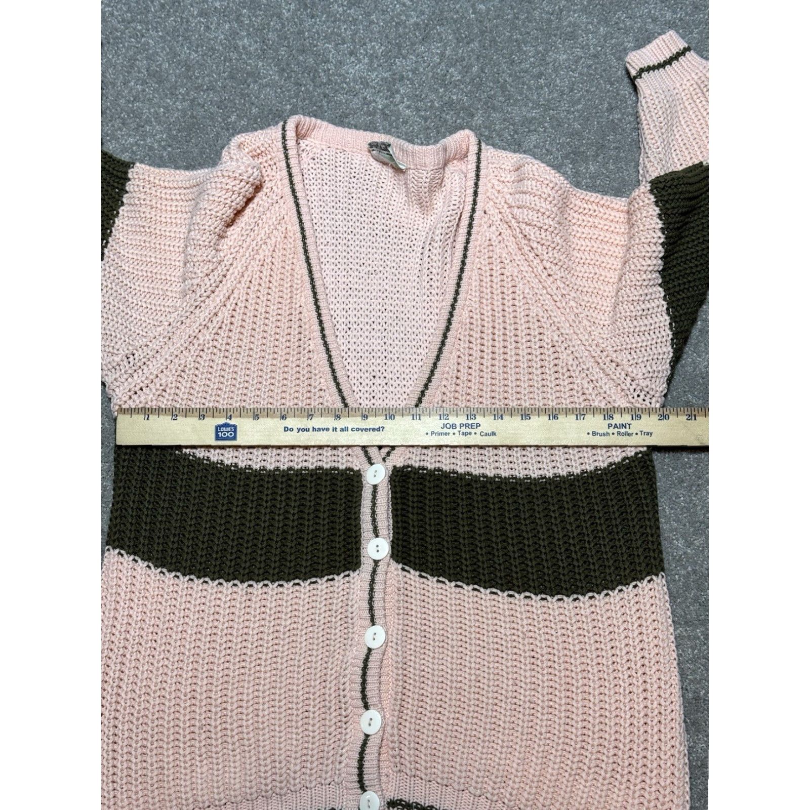 Vintage VINTAGE Deb Chunky Knit Cardigan Sweater Medium Peach Brown Preppy Academia 80s 90s Retro School Womens Mens Size M / US 6-8 / IT 42-44 - 3 Thumbnail