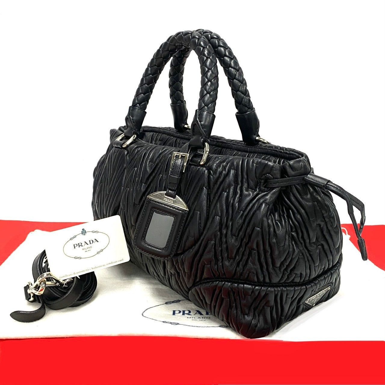 Prada Prada Shoulder Bag Black Leather Size ONE SIZE - 1 Thumbnail