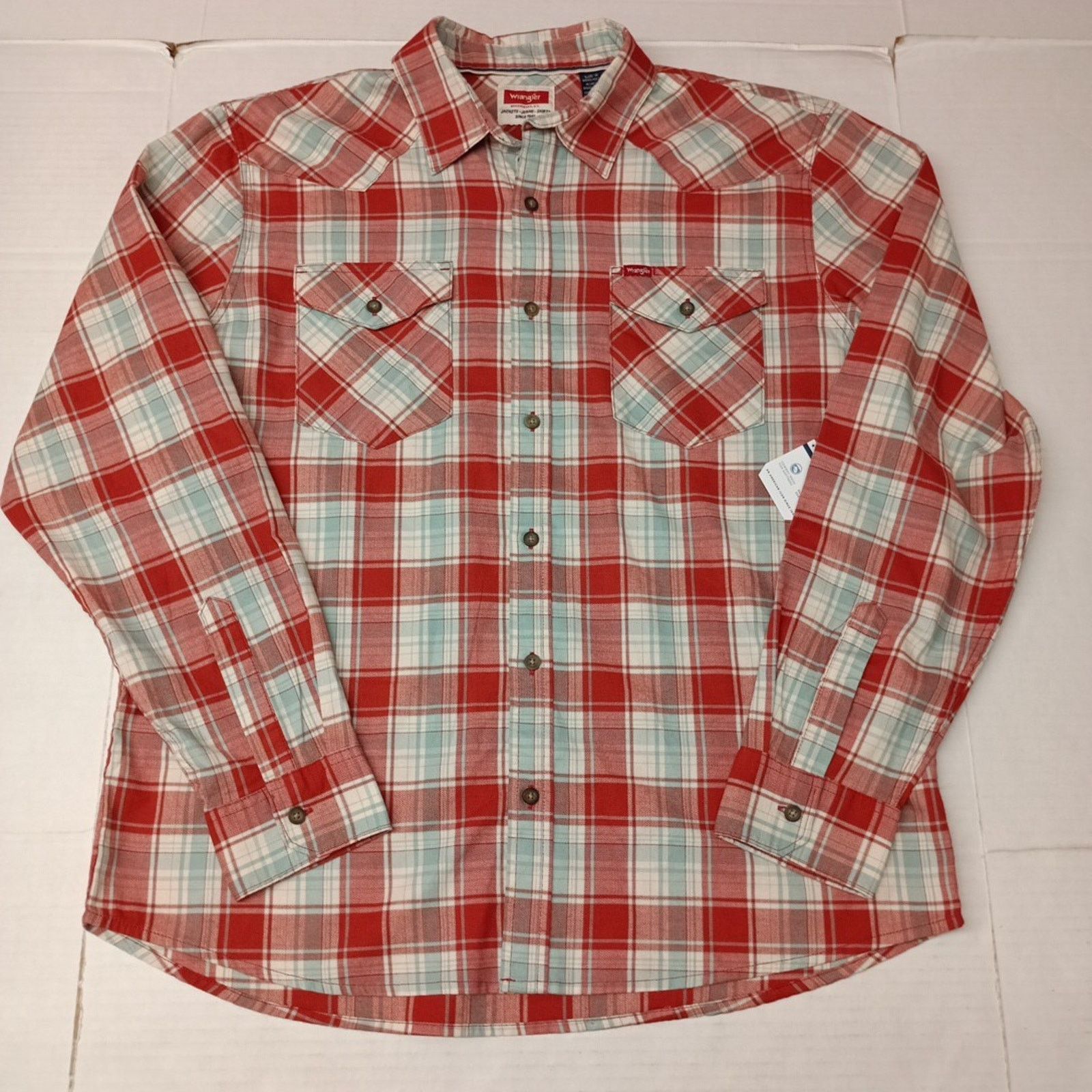 Wrangler Wrangler Cowboy Wash Shirt Men's Size L Red Sky Blue Plaid Size US L / EU 52-54 / 3 - 1 Thumbnail