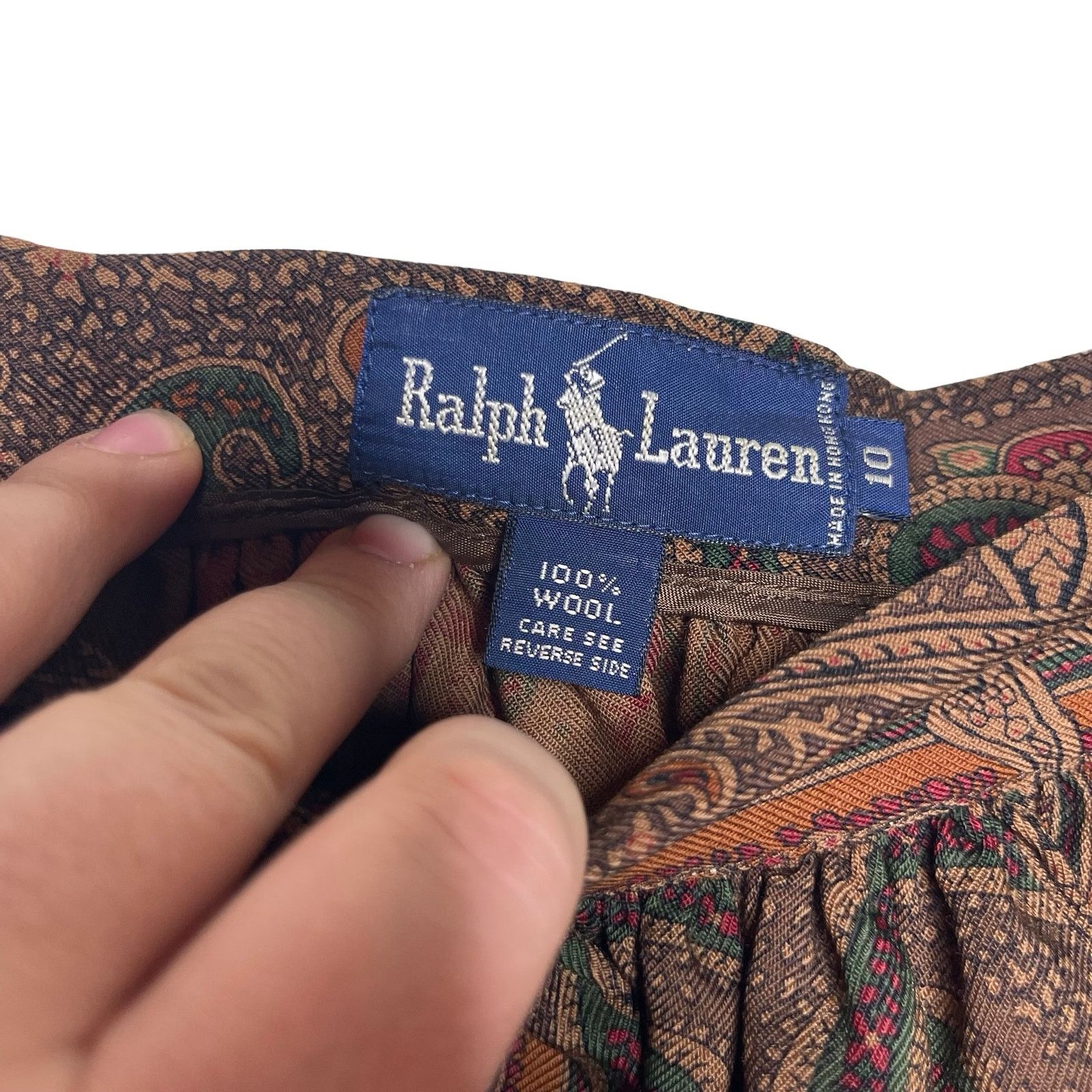 Ralph Lauren Ralph Lauren Brown Paisley Prairie Skirt Wool Midi Vtg 80s Size 32" / US 10 / IT 46 - 7 Thumbnail