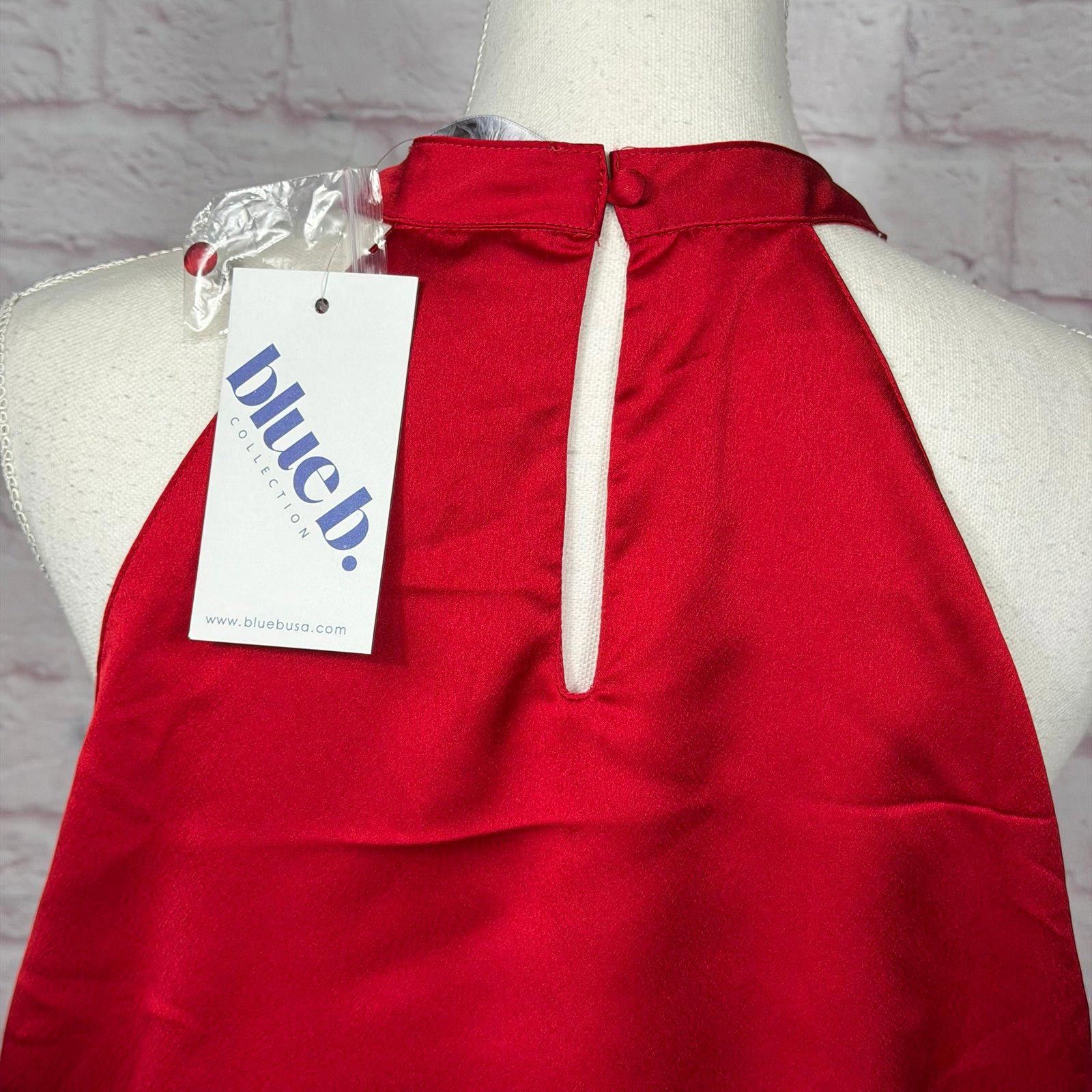Other Blue B Collection Red Satin Halter Top with Fringe Large NWT Size L / US 10 / IT 46 - 8 Thumbnail