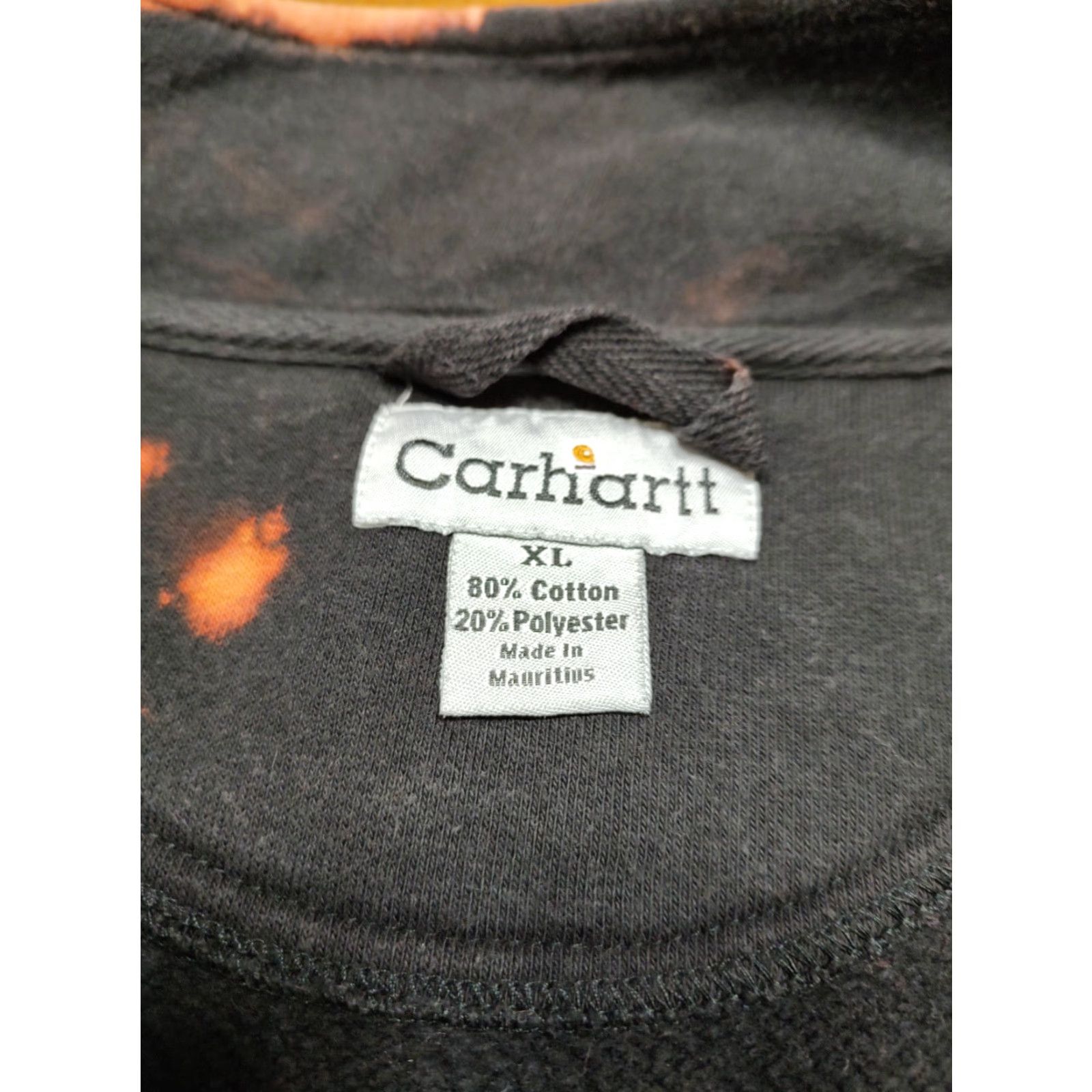 Carhartt VINTAGE Carhartt Hoodie XL Black 1/4 Zip Tie Dye Acid Wash Logo Mens Regular Sweatshirt Pullover 90s College Outdoor Winter Fall Spring Size US XL / EU 56 / 4 - 5 Thumbnail