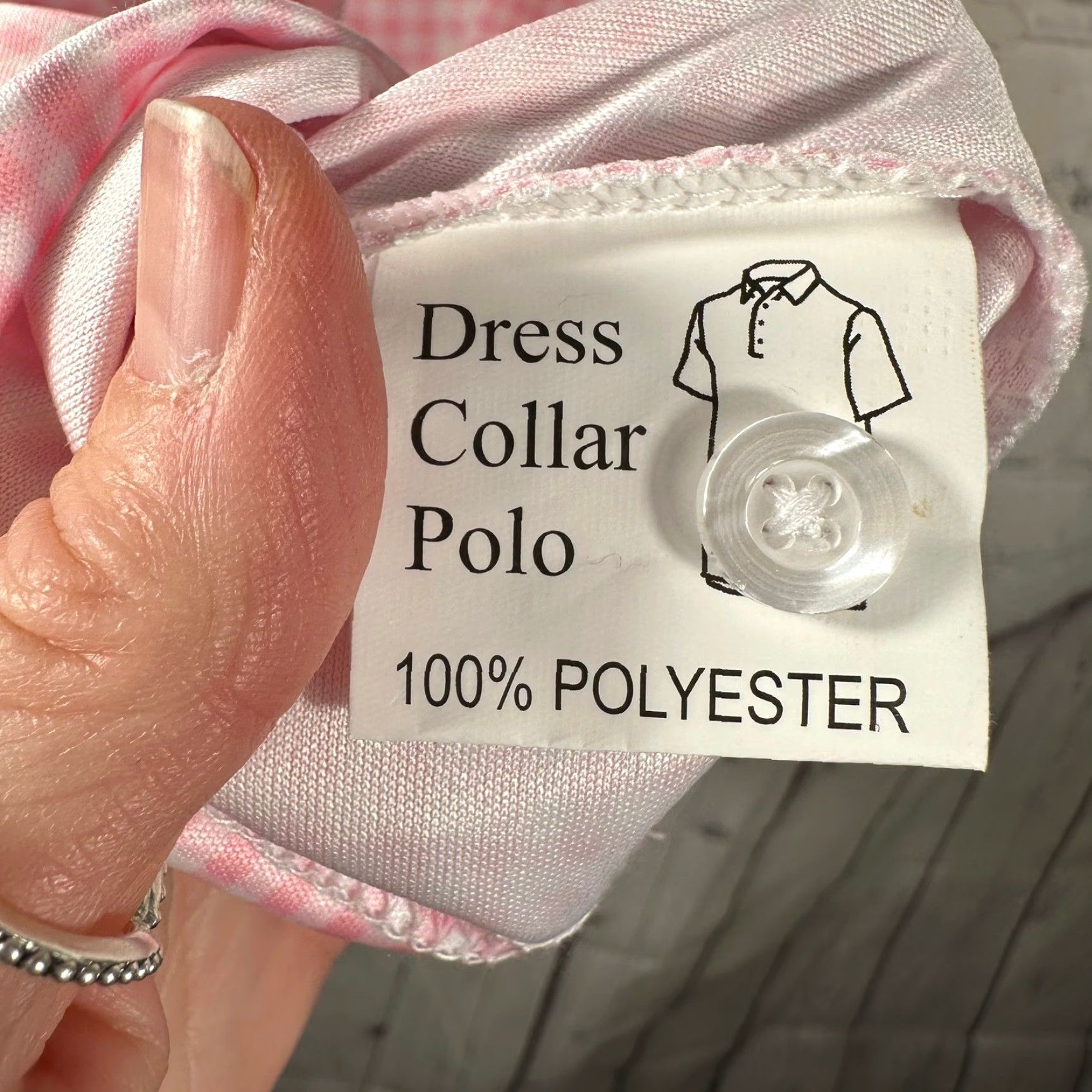 CO Collars & Co Mens Polo Shirt Dress Collar Gingham Pink Medium Performance Short Sleeve Size 40R - 6 Thumbnail