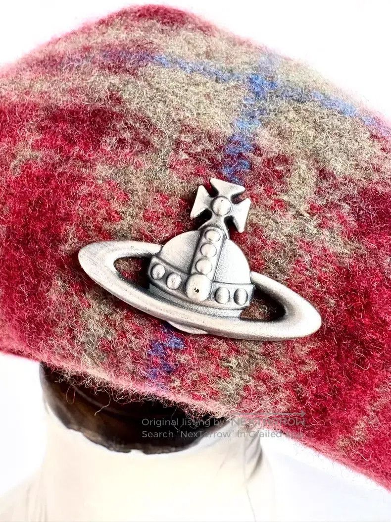 Vivienne Westwood Vivienne Westwood Second-hand red checkered Saturn beret Size ONE SIZE - 2 Thumbnail