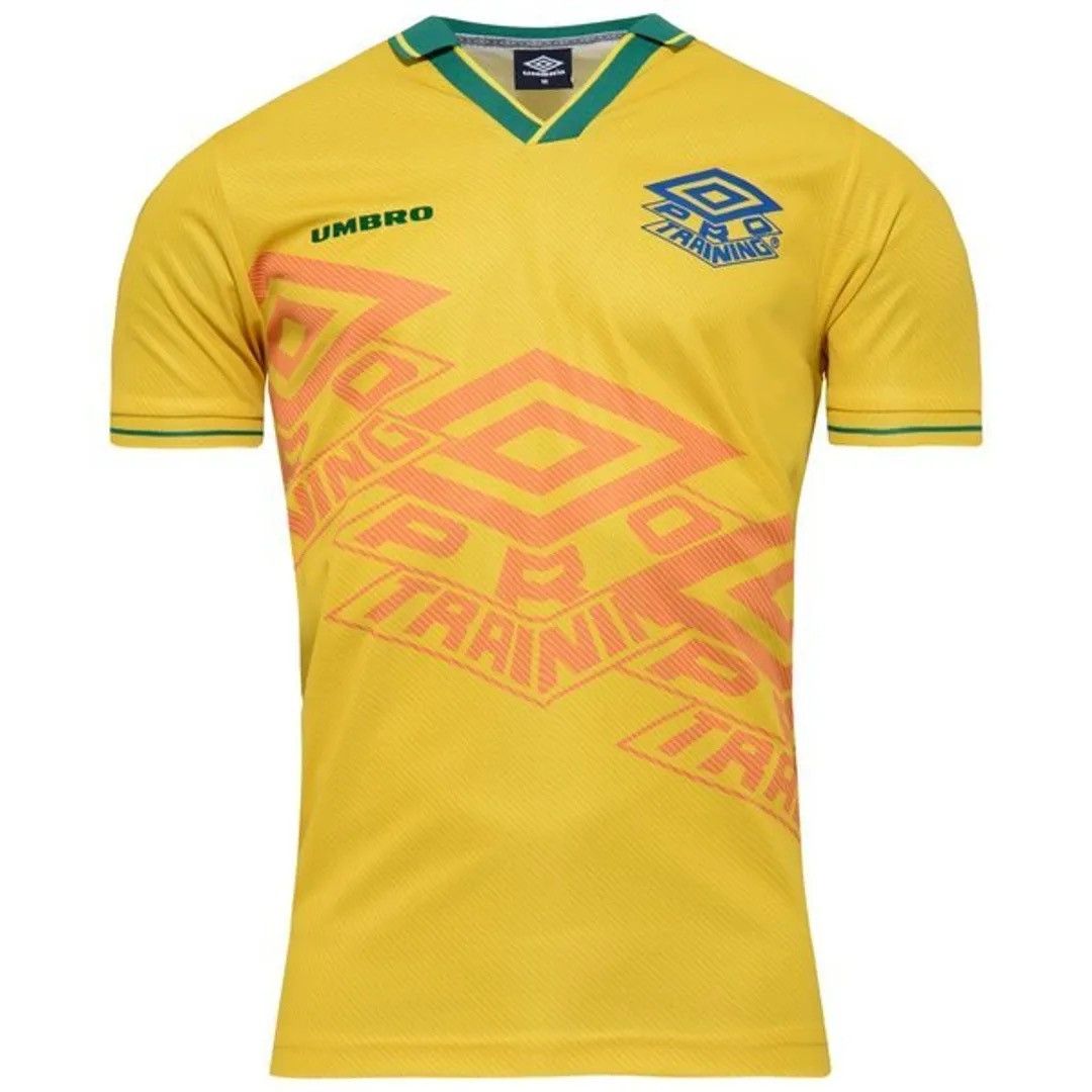 Vintage Umbro pro training yellow Brazil rare polo big logo
