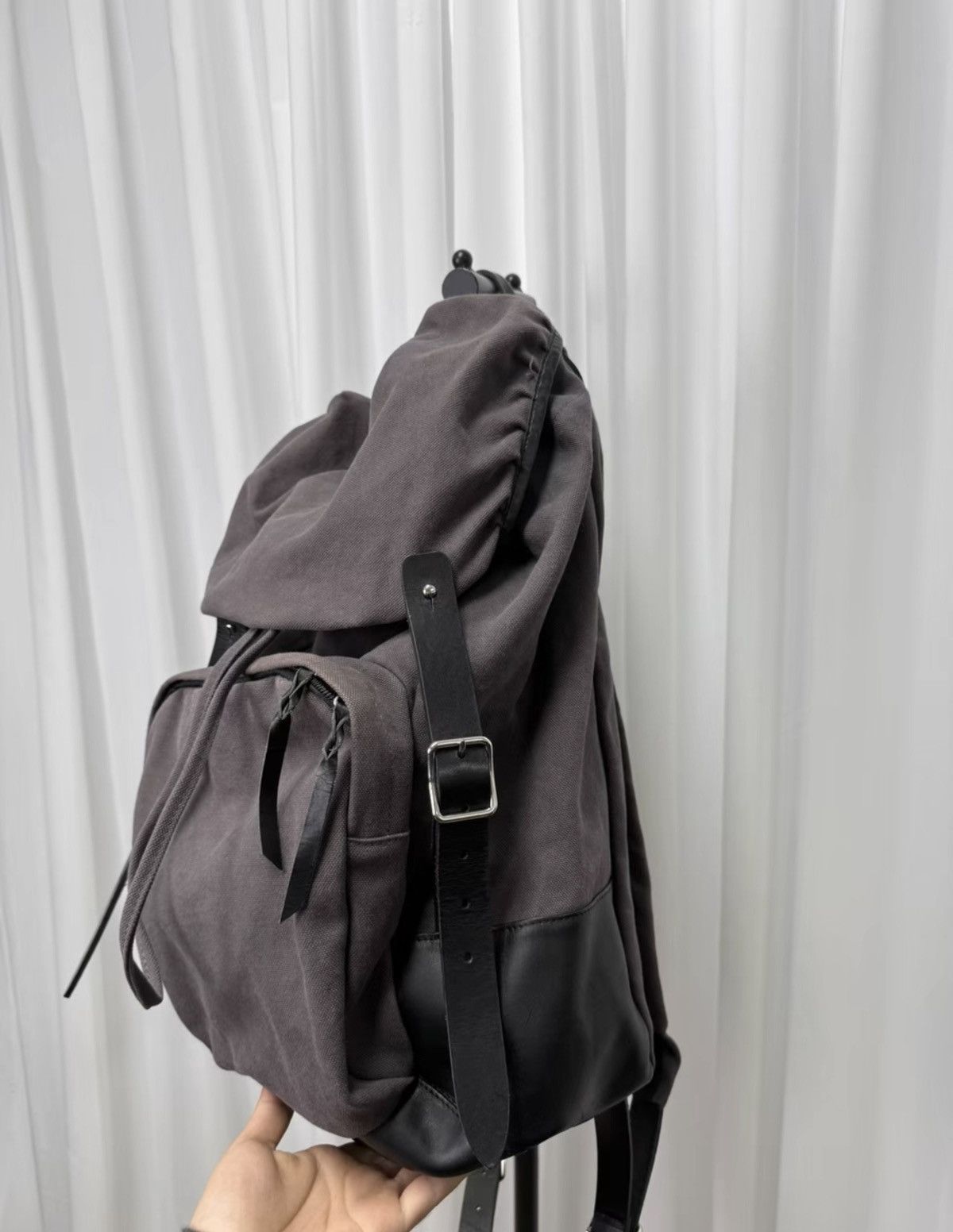 Yohji Yamamoto Yohji Yamamoto Y's Washed Fabric & Cowhide Backpack Size ONE SIZE - 2 Thumbnail