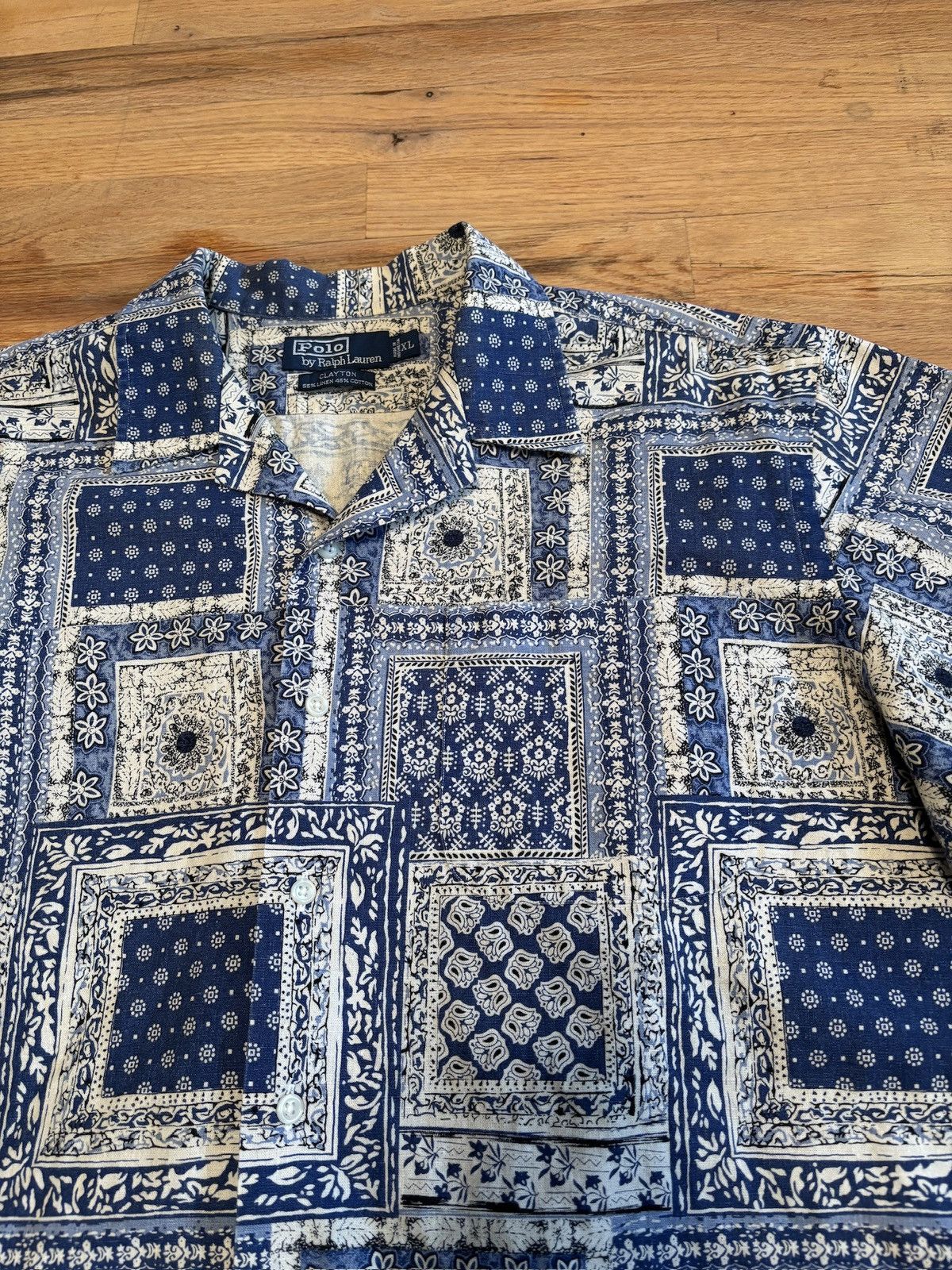 Polo Ralph Lauren Vintage Ralph Lauren Patchwork Blue Paisley Camp Collar Size US XL / EU 56 / 4 - 3 Thumbnail