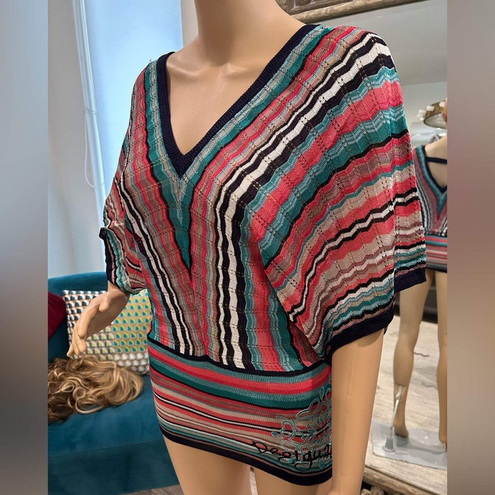 Desigual Desigual multicolored knit viscose women’s top medium Size M / US 6-8 / IT 42-44 - 2 Thumbnail