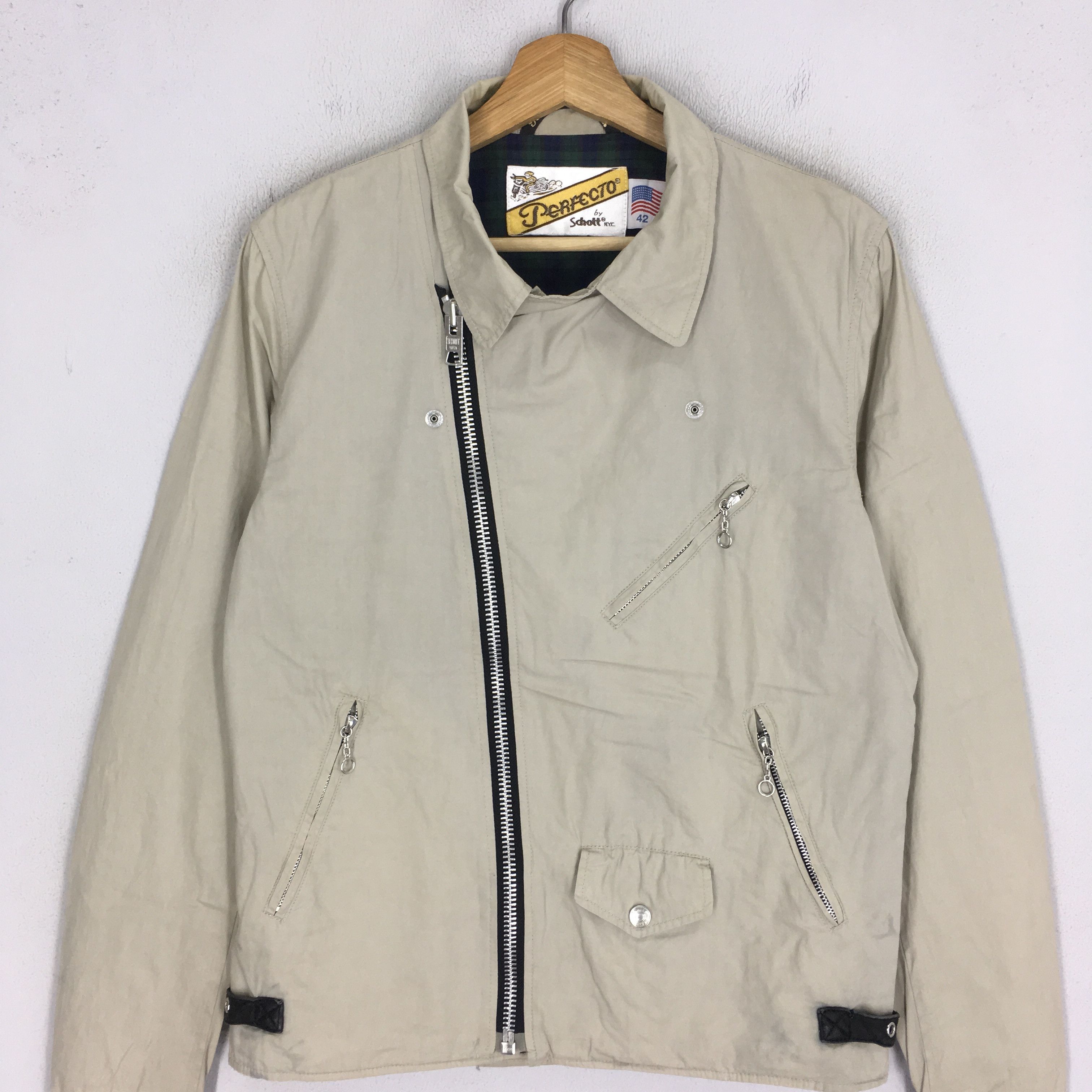 Tripp NYC Vintage 90's Schott Perfecto NYC Gray Jacket - 1848 Size US S / EU 44-46 / 1 - 4 Thumbnail