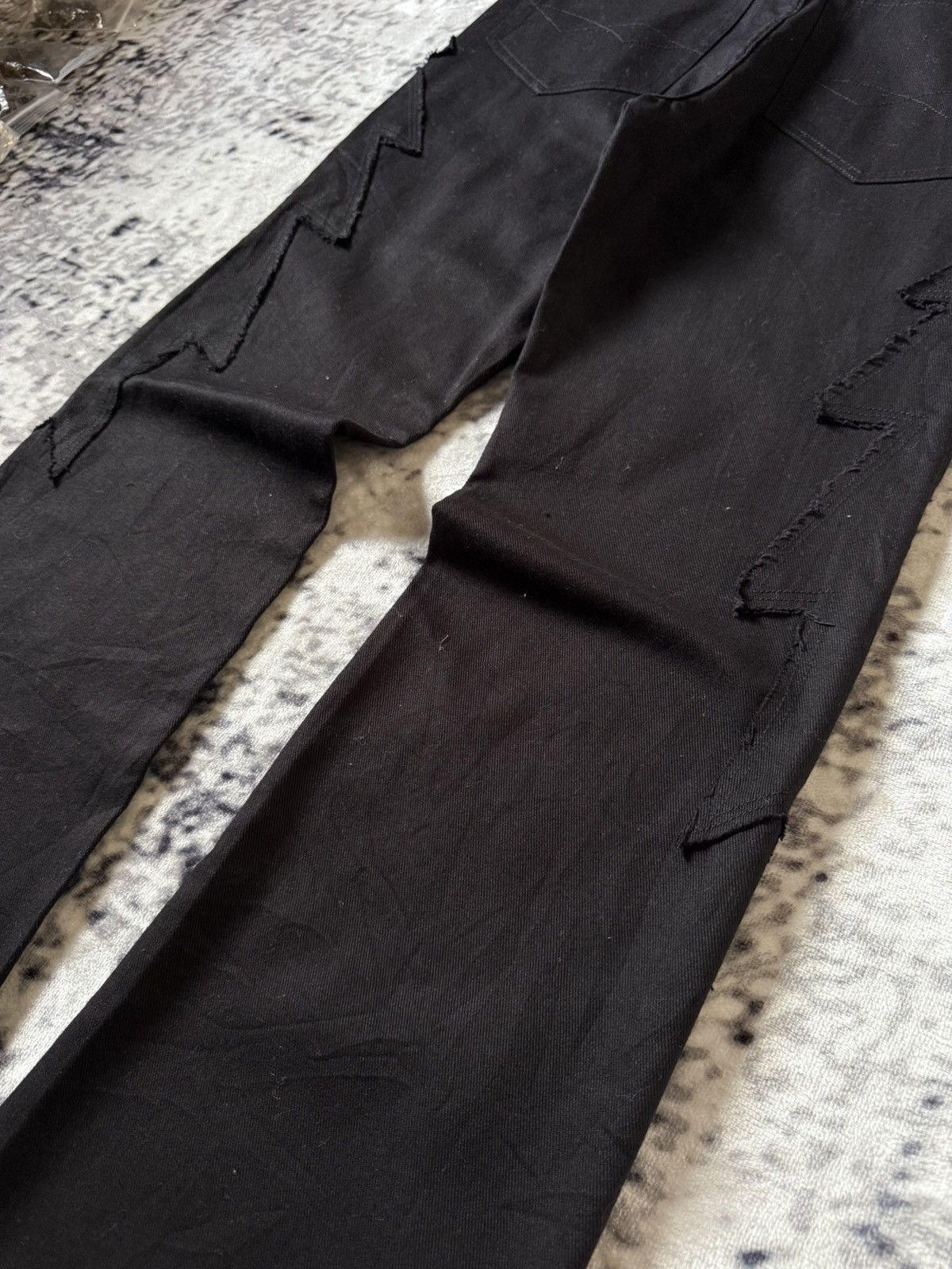 Japanese Brand Amore Pure Jagged Fractured Lightning Studded Flared Jeans Size US 27 - 20 Thumbnail