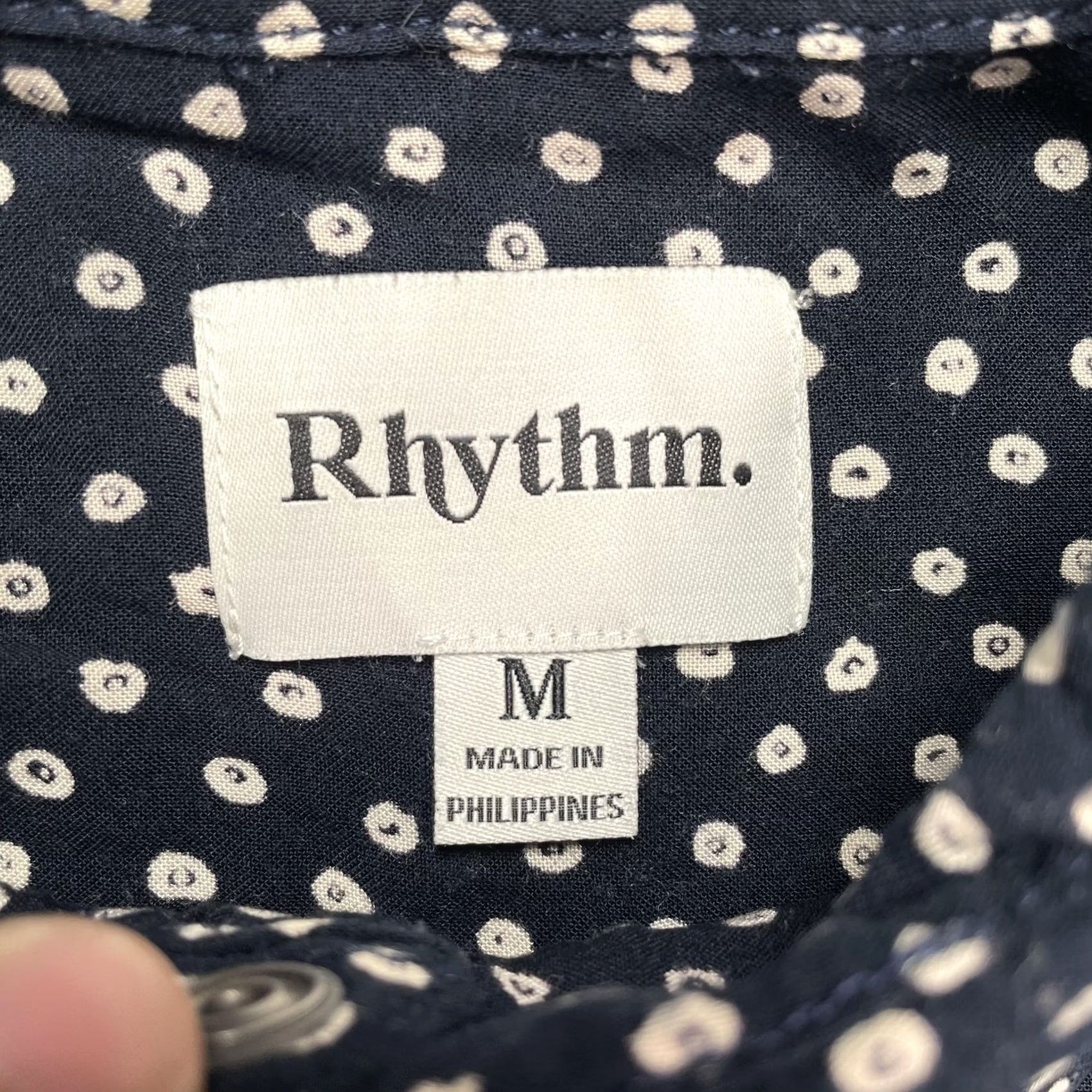 Rhythm Rhythm Shirt Mens M black Dot Long Sleeve Button Up Cotton Print Size US M / EU 48-50 / 2 - 2 Thumbnail