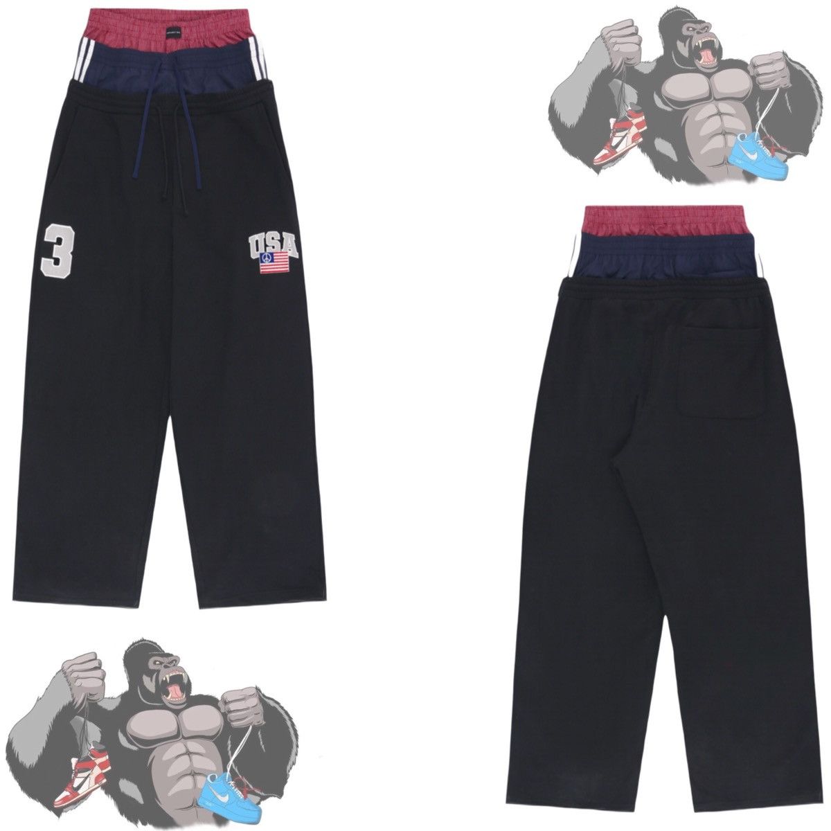 PROJECT G/R_3 LAYERED SWEAT PANTS (Black) – TOBIRA STORE