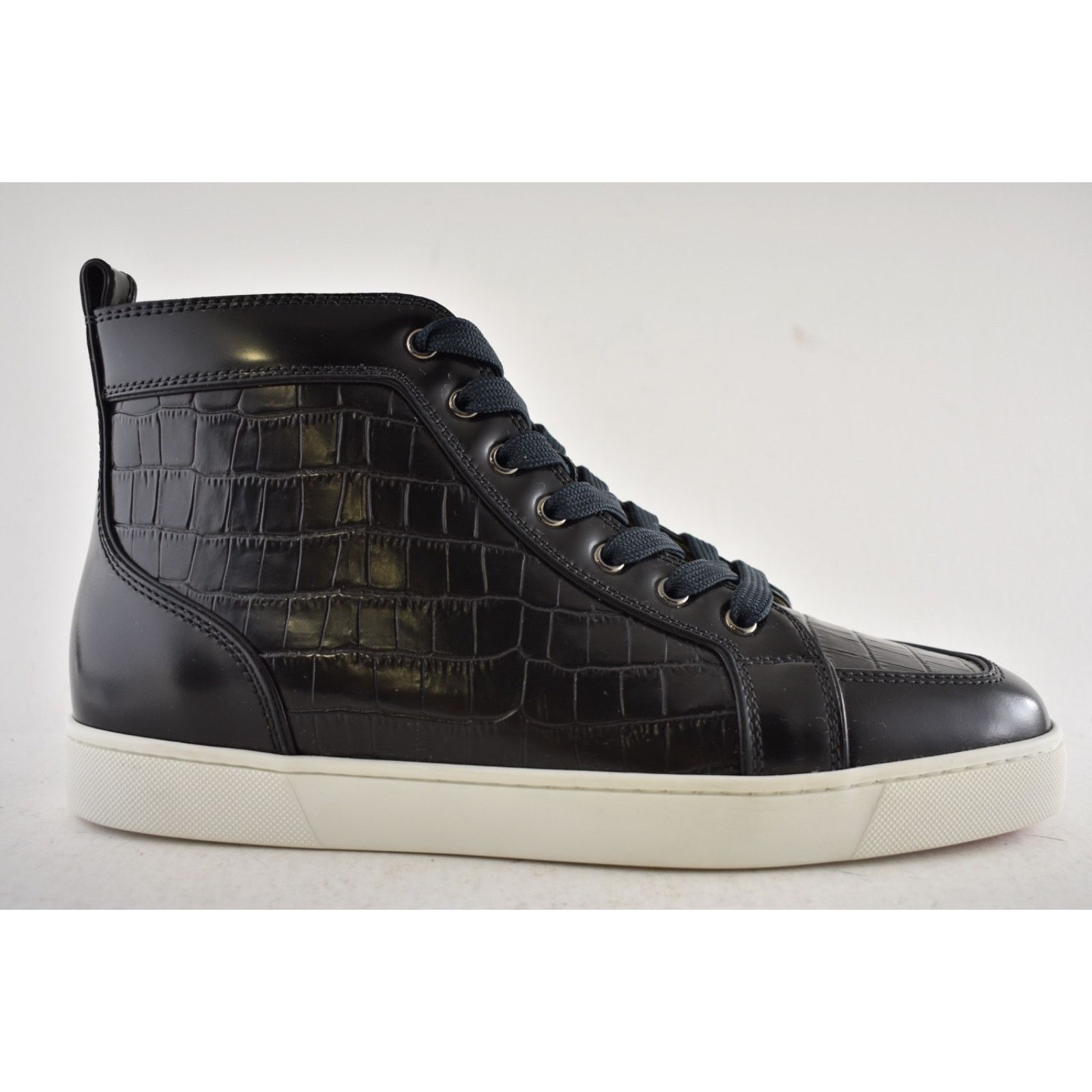 Christian Louboutin Mens Rantus Flat Ardesia Black Croc High Top Sneaker 44 11 Size US 11 / EU 44 - 2 Thumbnail