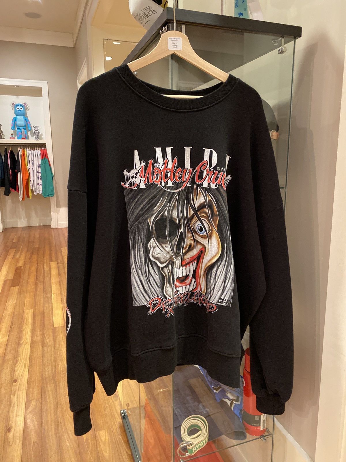 image of Amiri Motley Crue Crewneck in Black, Men's (Size XL)