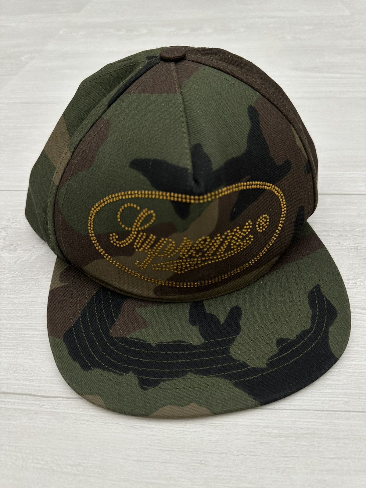 Supreme Studded Script logo 5-Panel cap｜supreme☆studded script