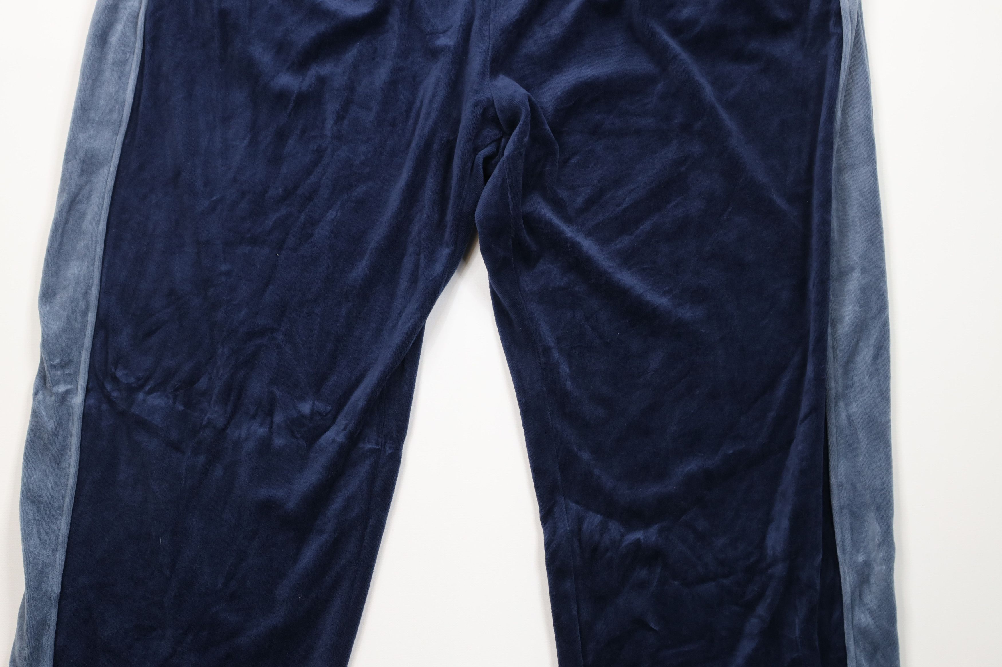 Vintage Vintage 90s Y2K Streetwear Block Wide Leg Velour Pants Blue Size US 44 / EU 60 - 3 Thumbnail