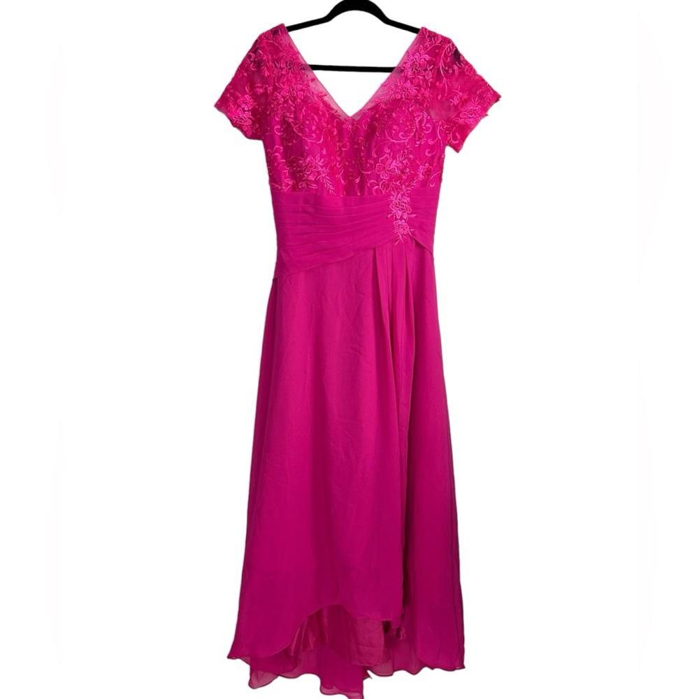 Designer Pink Lace Rhinestone Mother of The Bride Dress 10 Size L / US 10 / IT 46 - 2 Thumbnail