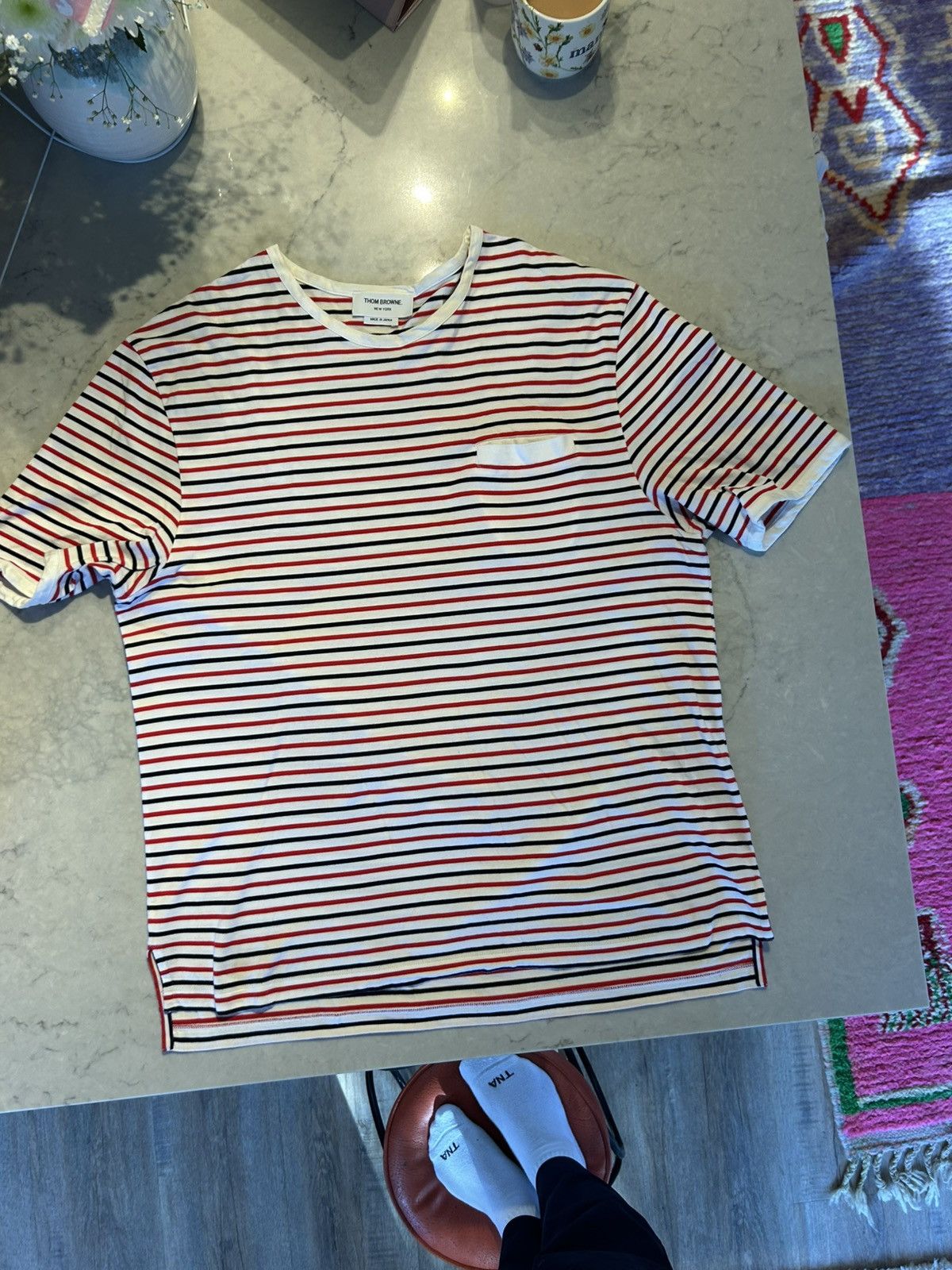 Thom Browne Thom Browne Japanese cotton striped t shirt Size US XL / EU 56 / 4 - 9 Thumbnail