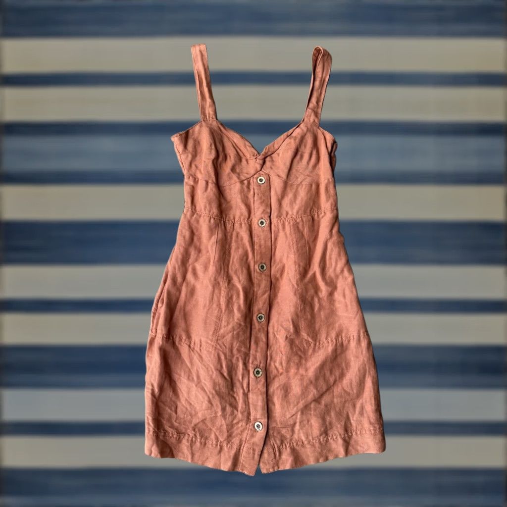 Vintage Maeve Anthropologie Linen Blend Twist Front Mini Dress Women’s XS Rust Orange Dress Size XS / US 0-2 / IT 36-38 - 1 Thumbnail